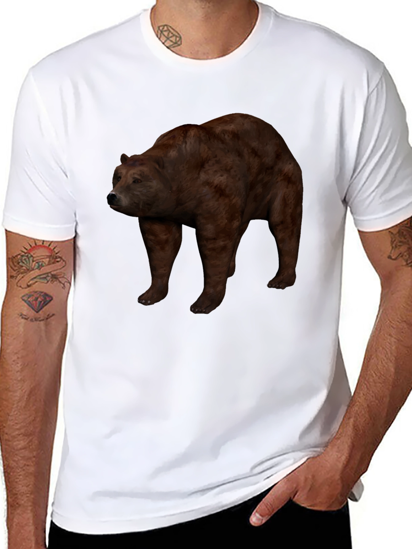 Brown Bear Graphic Black T-Shirt