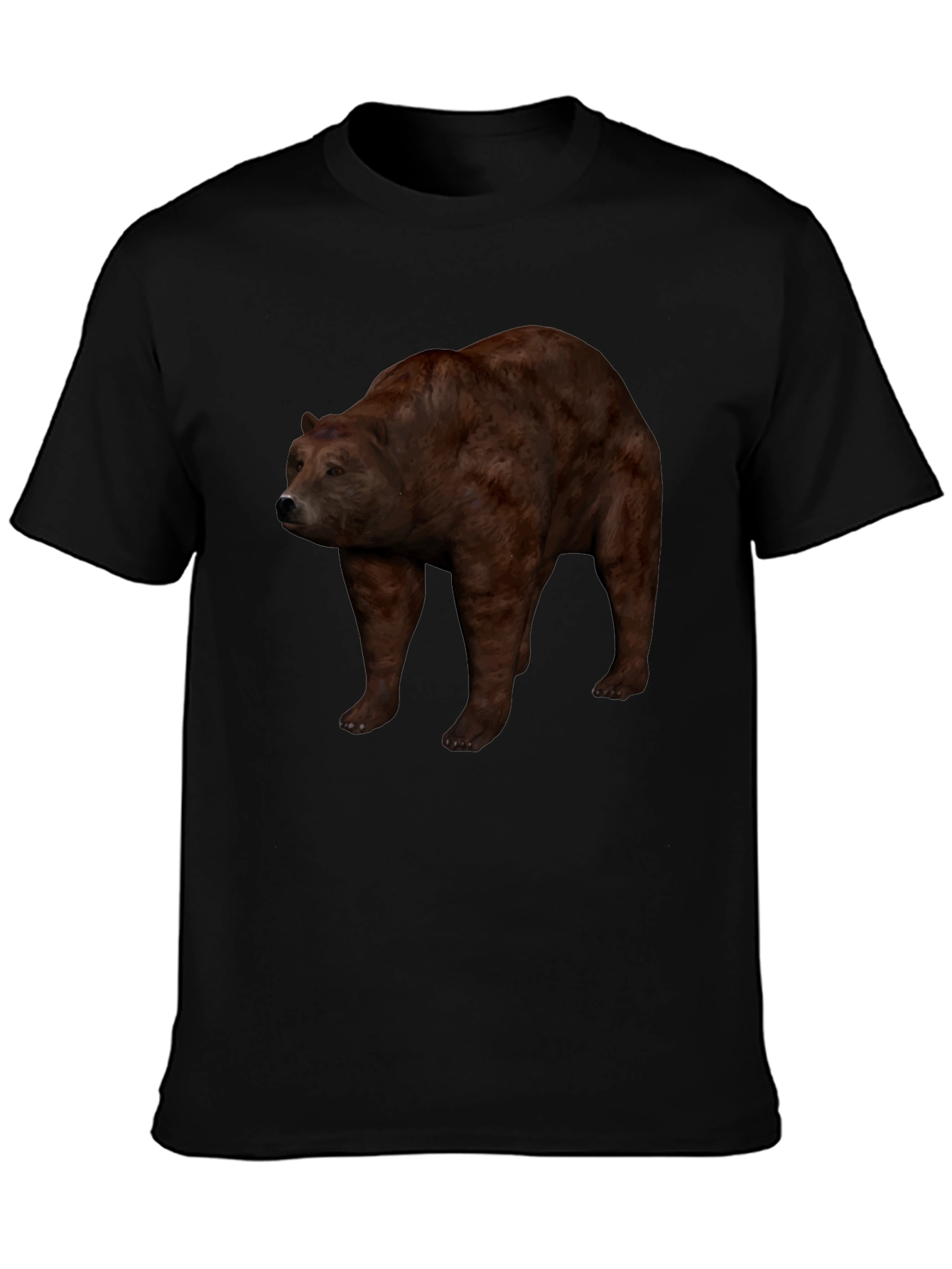 Brown Bear Graphic Black T-Shirt