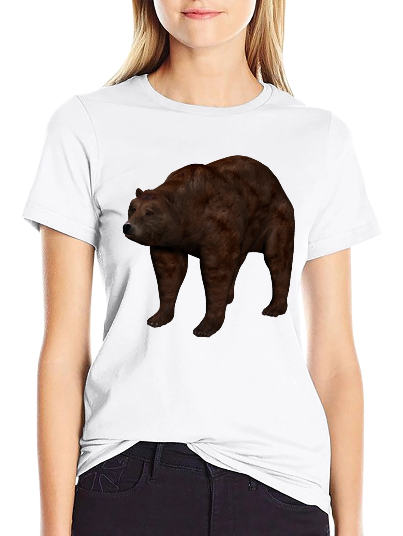 Brown Bear Graphic Black T-Shirt