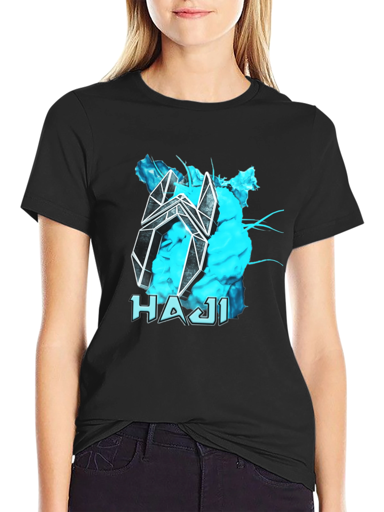 Abstract HAJI Graphic Black T-Shirt