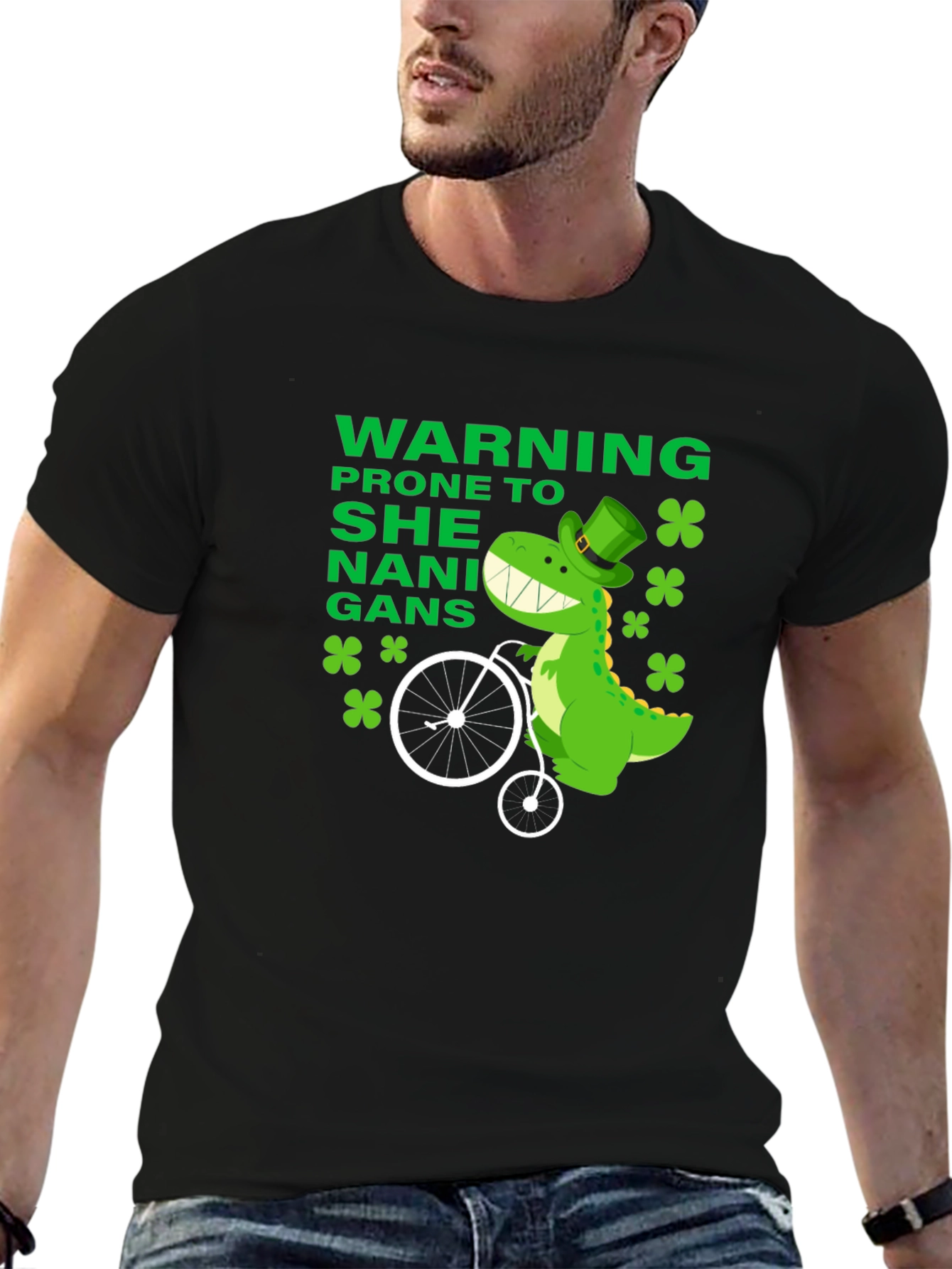 Funny St. Patricks Day Dinosaur Shenanigans T-Shirt