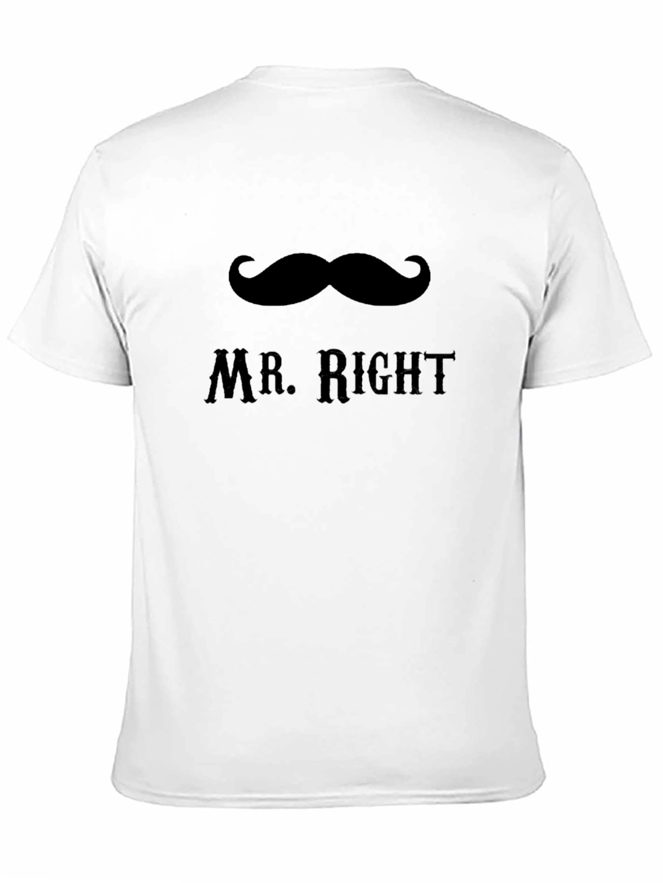 Mr. Right Moustache Graphic T-Shirt - Black