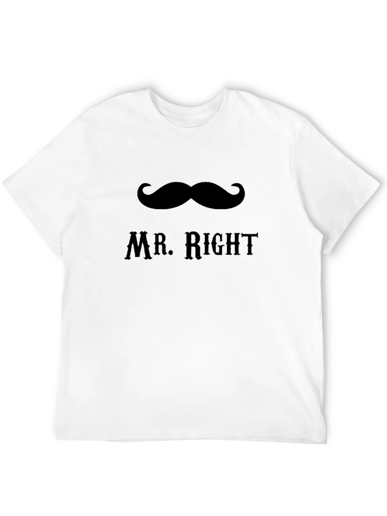 Mr. Right Moustache Graphic T-Shirt - Black