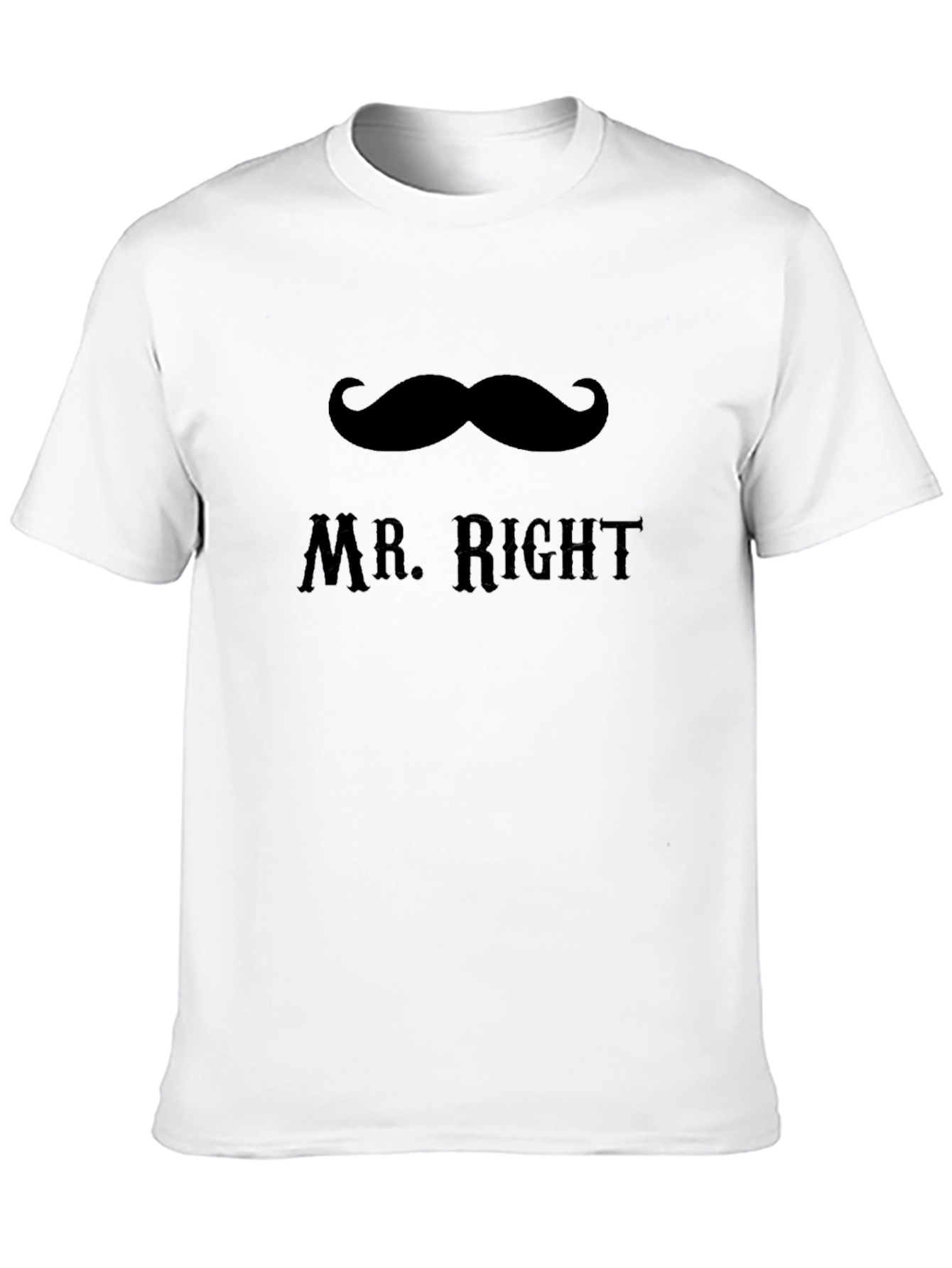 Mr. Right Moustache Graphic T-Shirt - Black