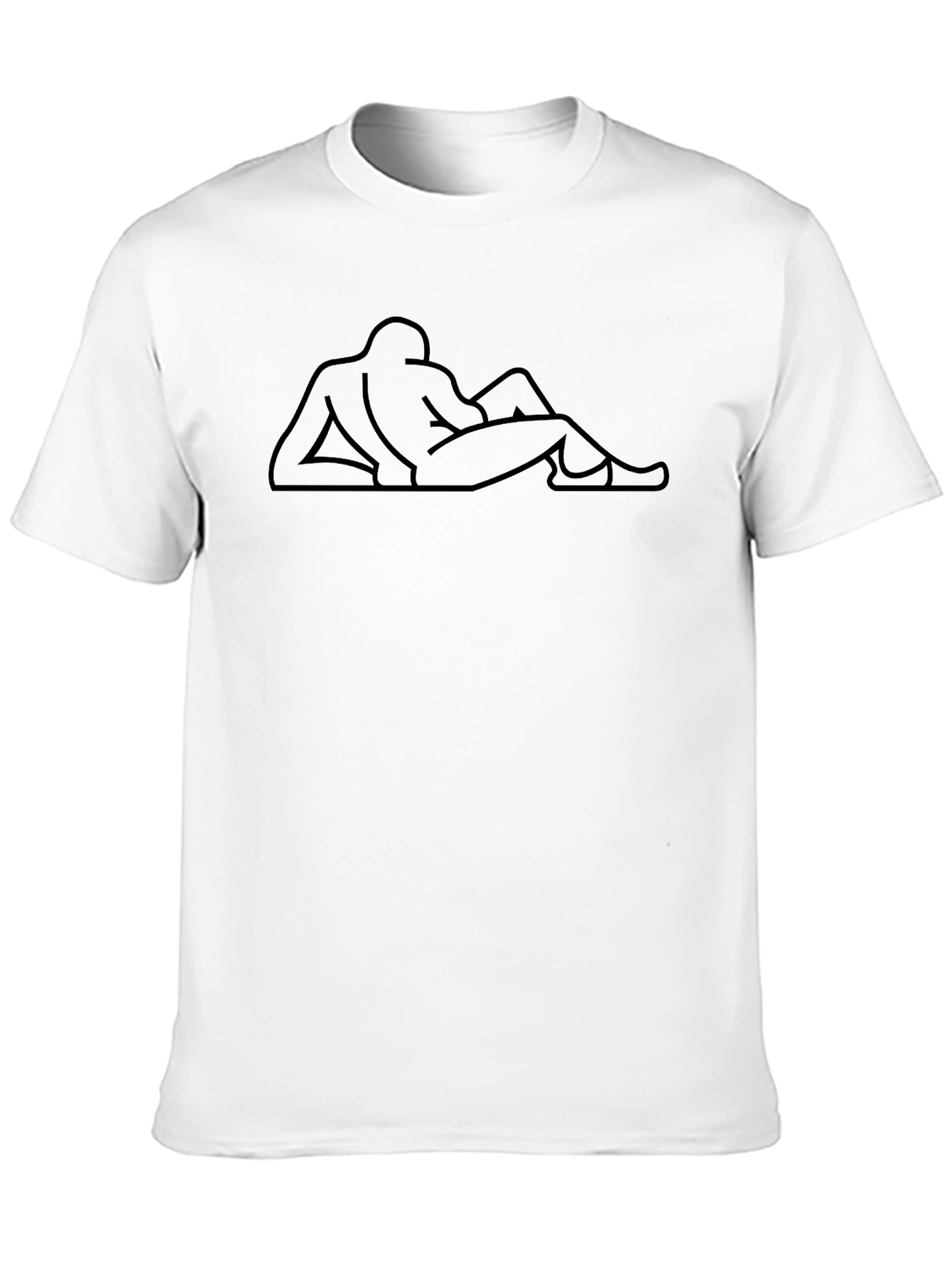 Line Art Reclining Figure Black T-Shirt