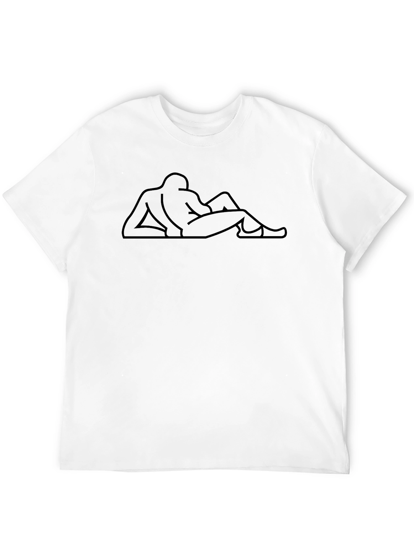 Line Art Reclining Figure Black T-Shirt