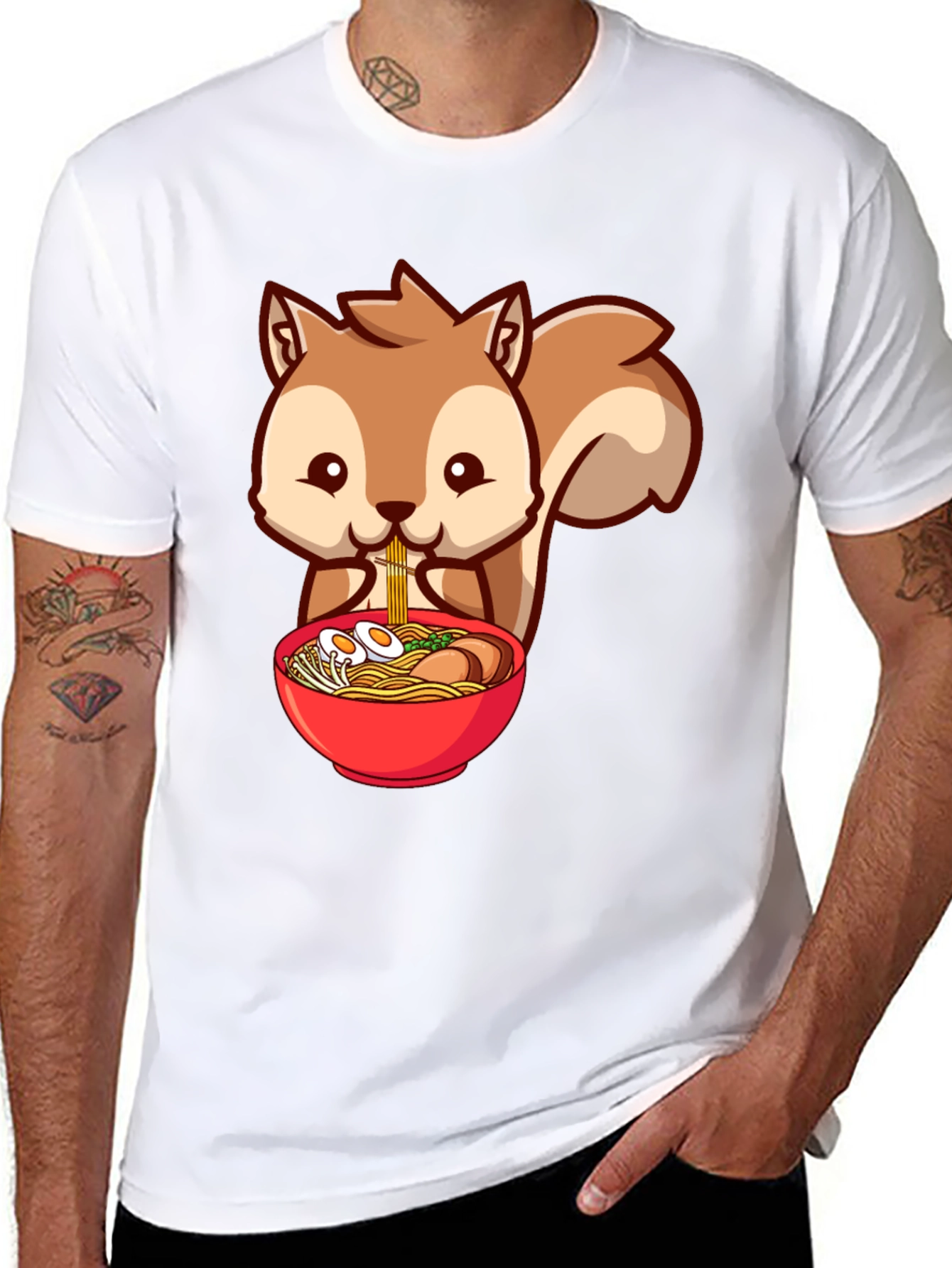 Squirrel Ramen T-Shirt - Cute Cartoon Design