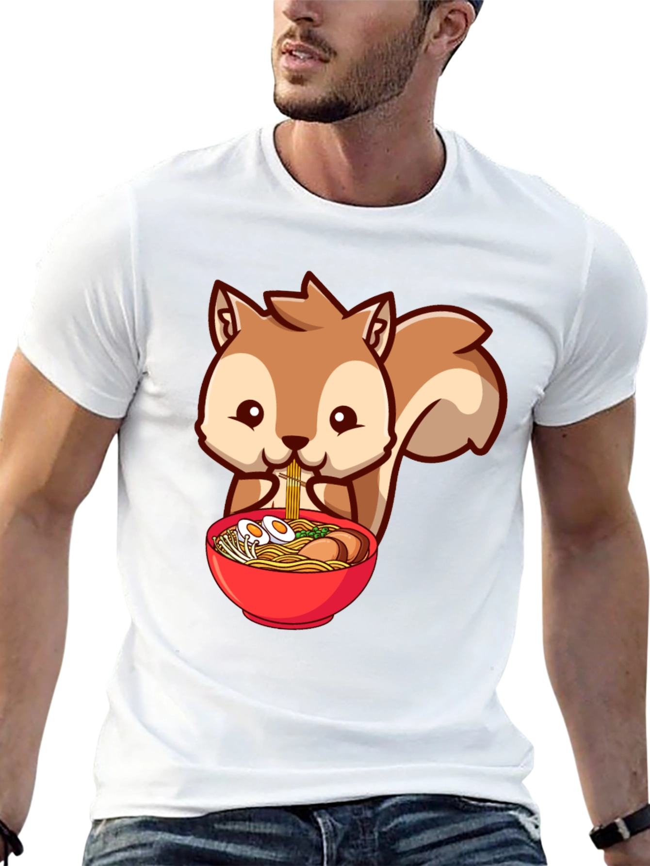 Squirrel Ramen T-Shirt - Cute Cartoon Design