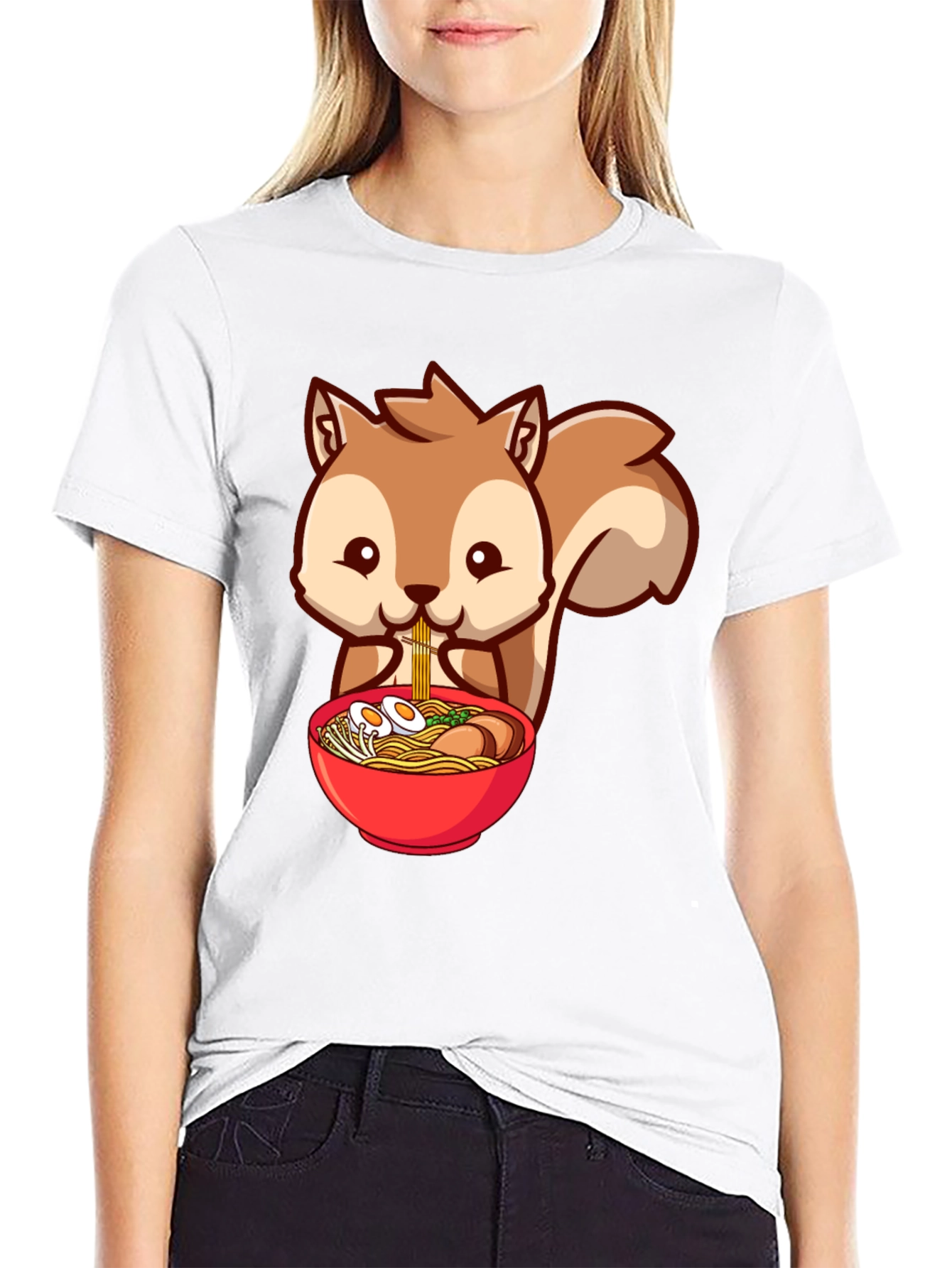 Squirrel Ramen T-Shirt - Cute Cartoon Design