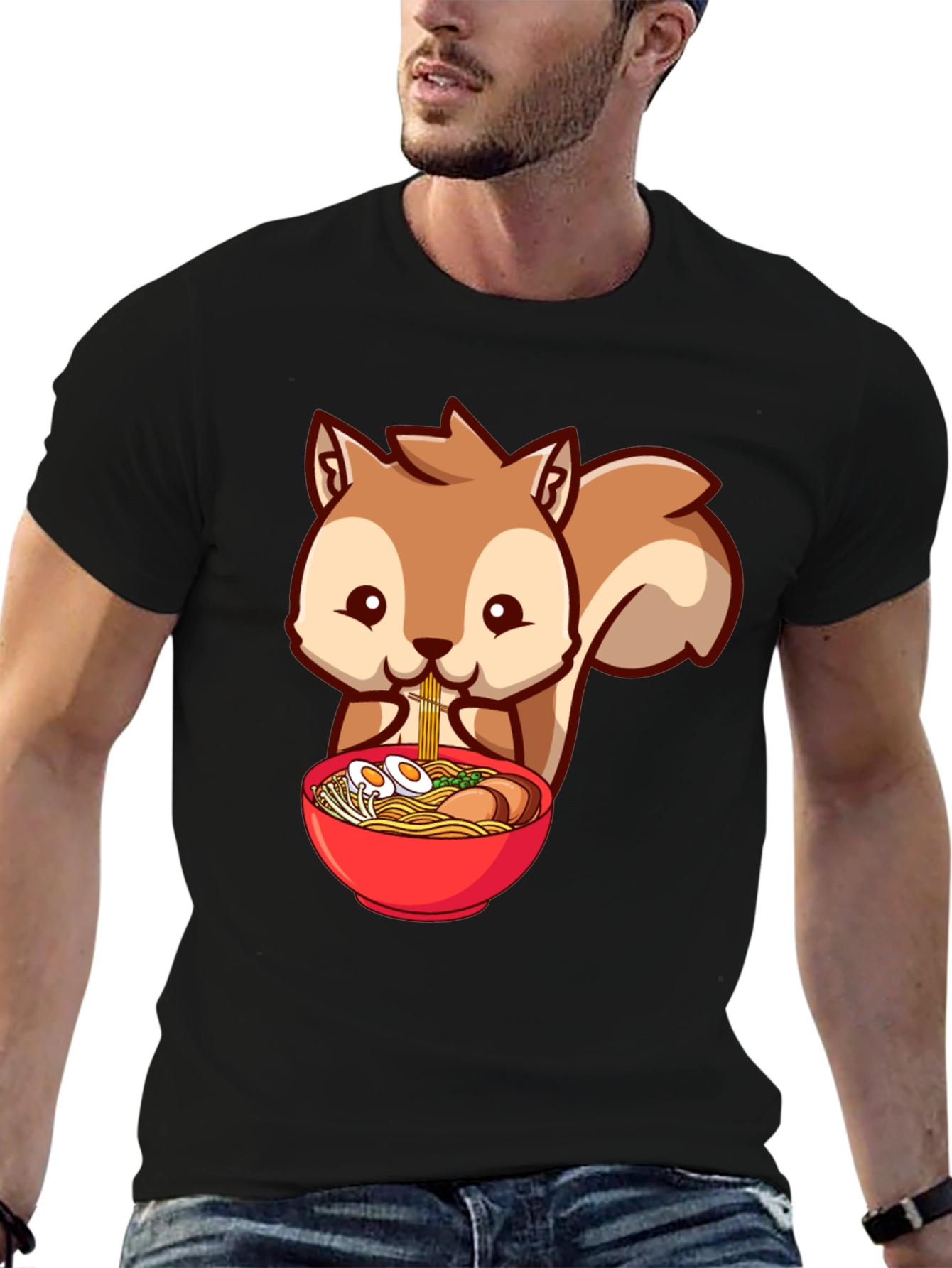 Squirrel Ramen T-Shirt - Cute Cartoon Design