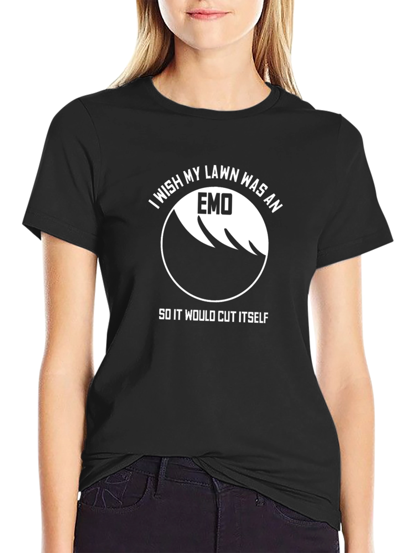Emo Lawn T-Shirt: Cut Itself Funny Graphic Tee
