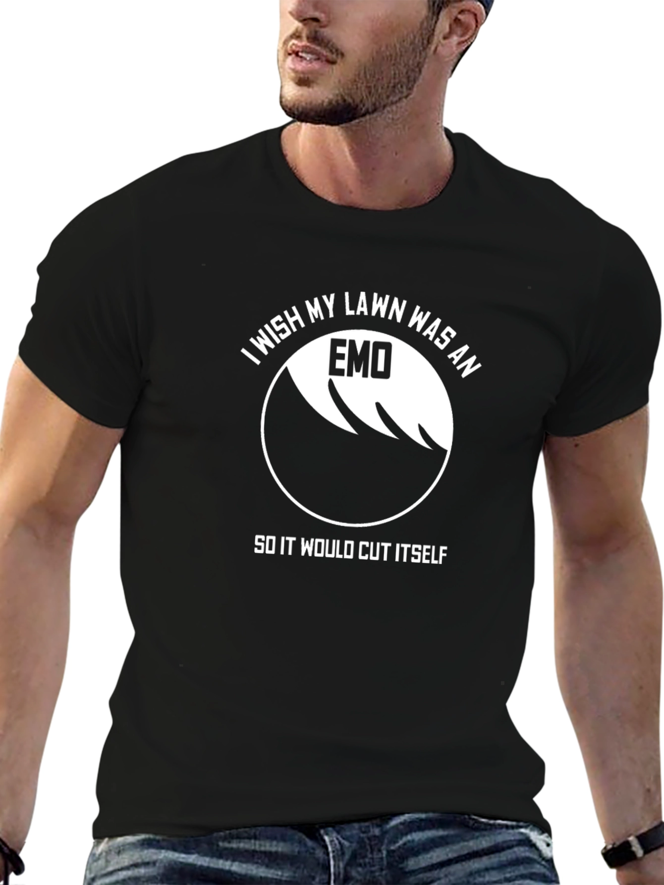 Emo Lawn T-Shirt: Cut Itself Funny Graphic Tee