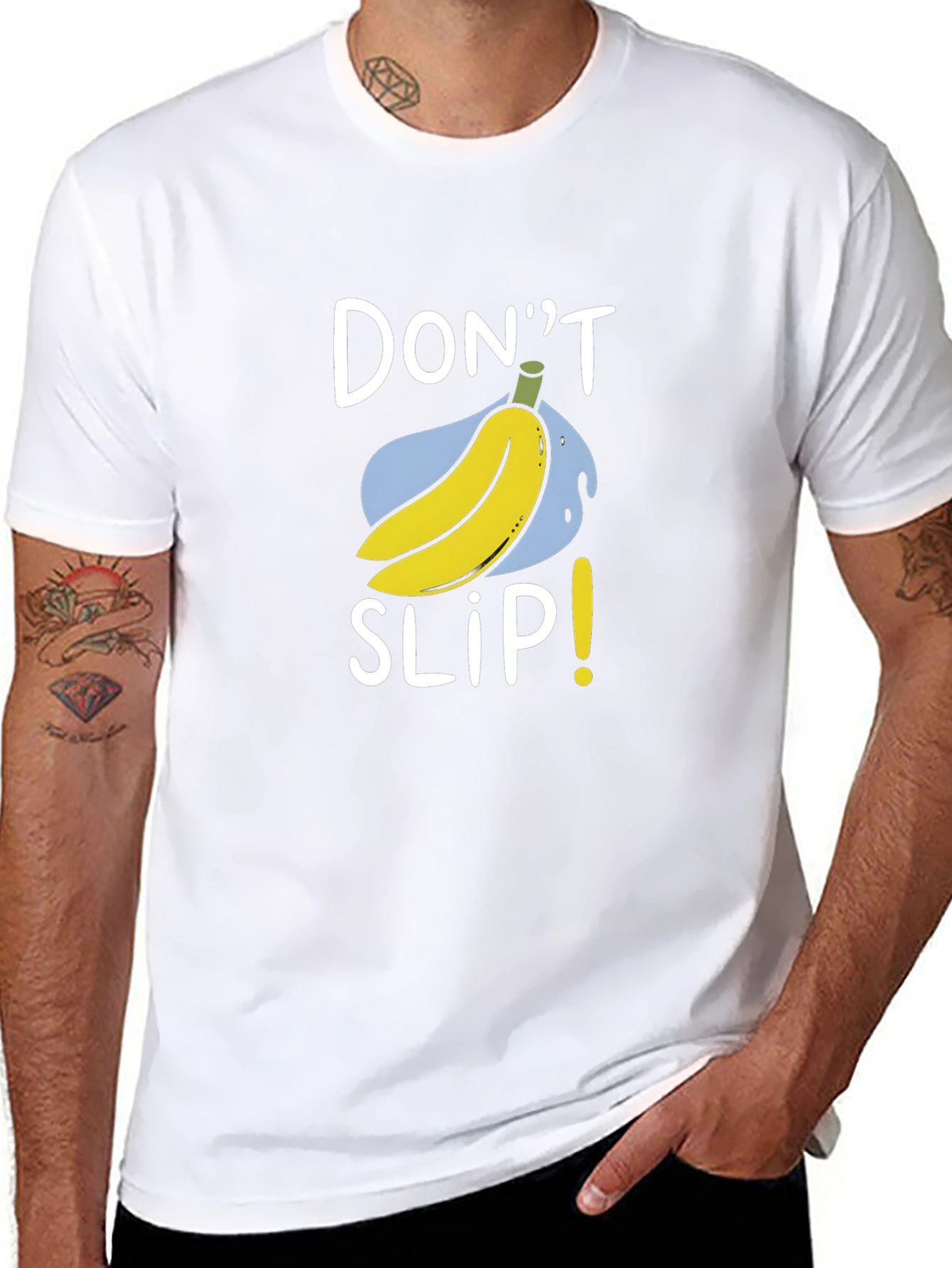 Dont Slip Banana Graphic Tee - Black Cotton T-Shirt