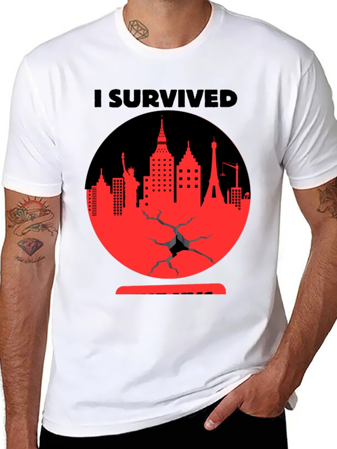 I Survived Cityscape Graphic Tee - Black