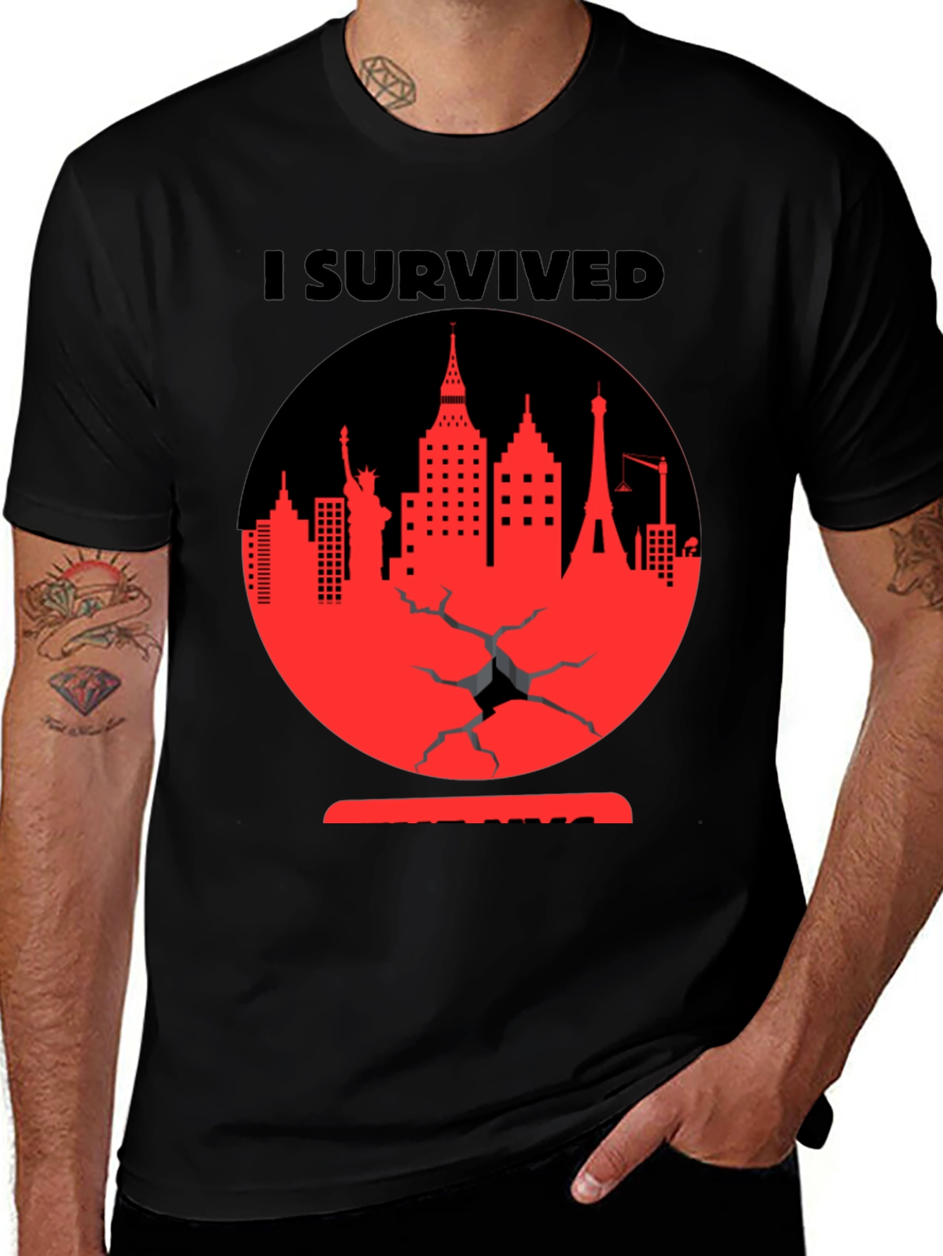 I Survived Cityscape Graphic Tee - Black