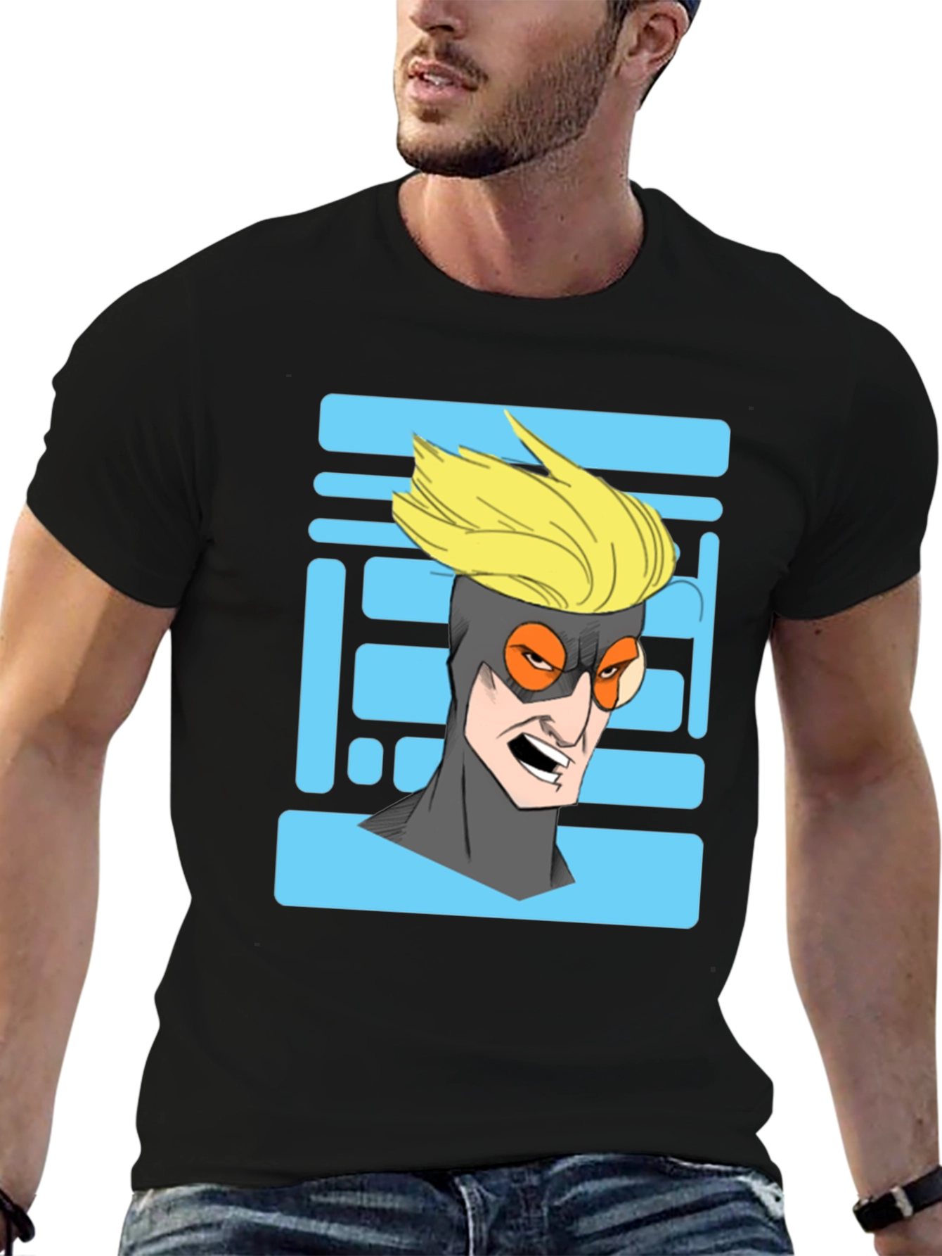 Cool Cartoon Character Graphic Print Black T-Shirt