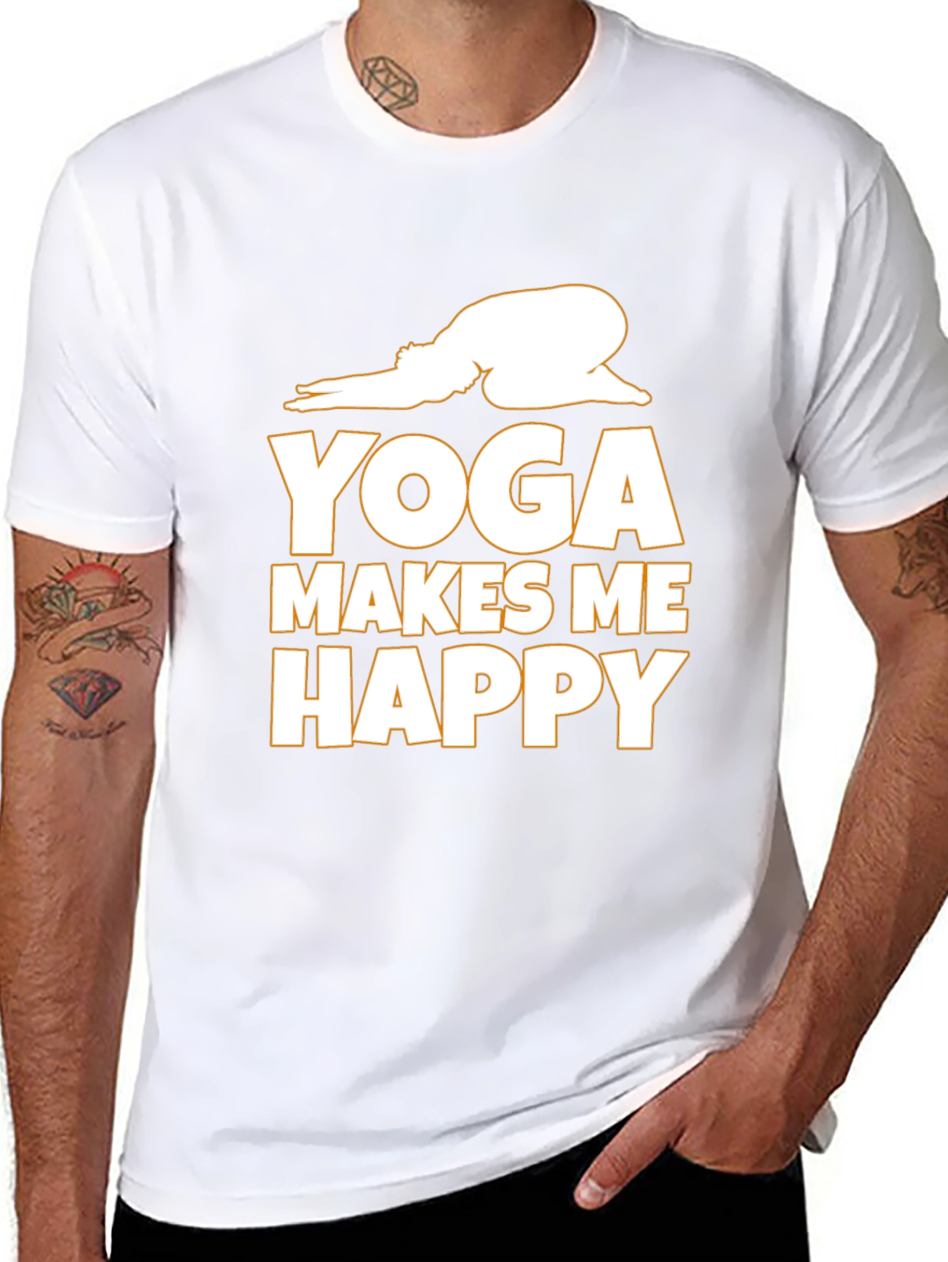 Yoga Makes Me Happy Graphic Tee - Black