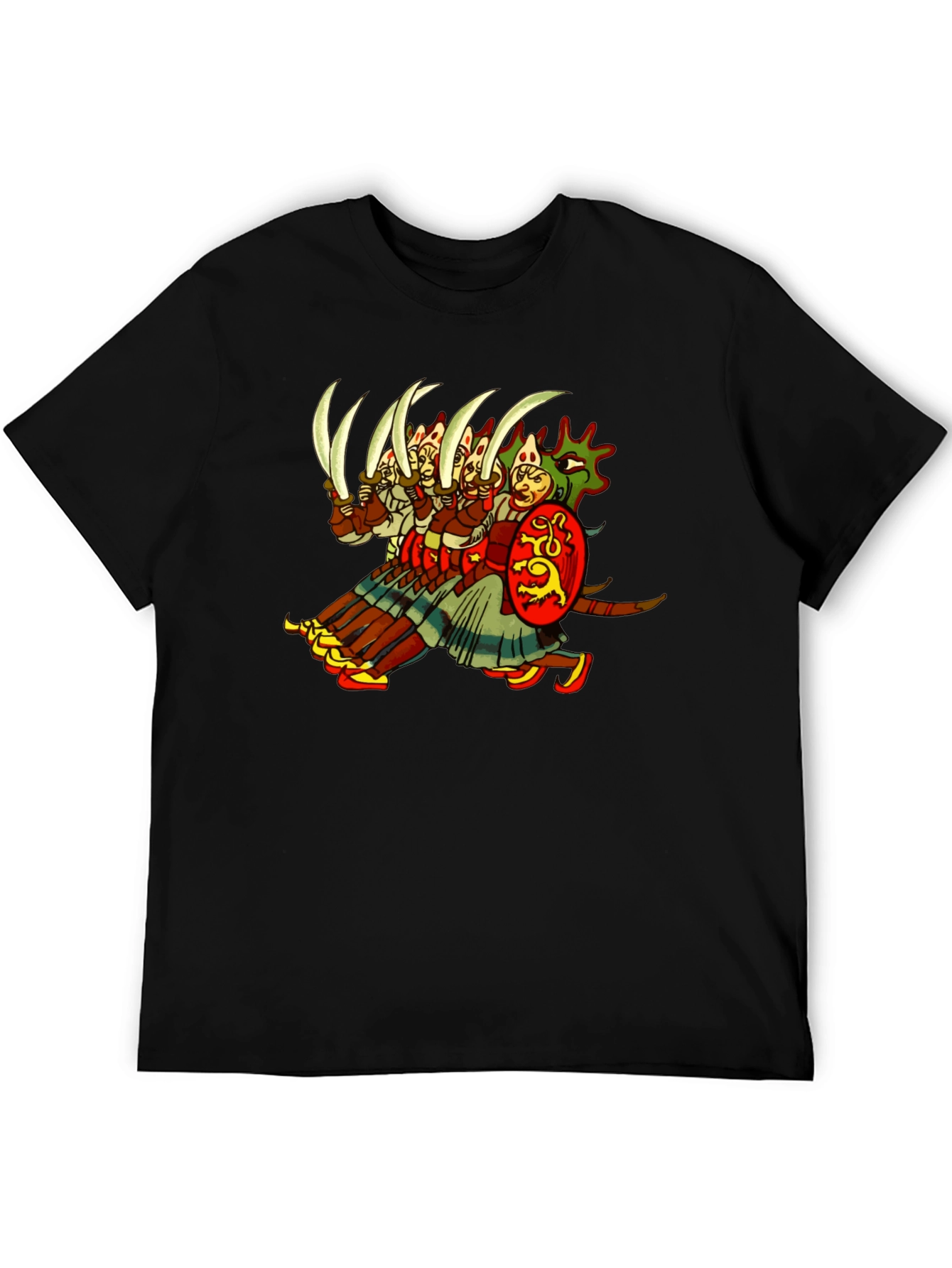 Medieval Warrior Graphic Tee - Black Cotton T-Shirt