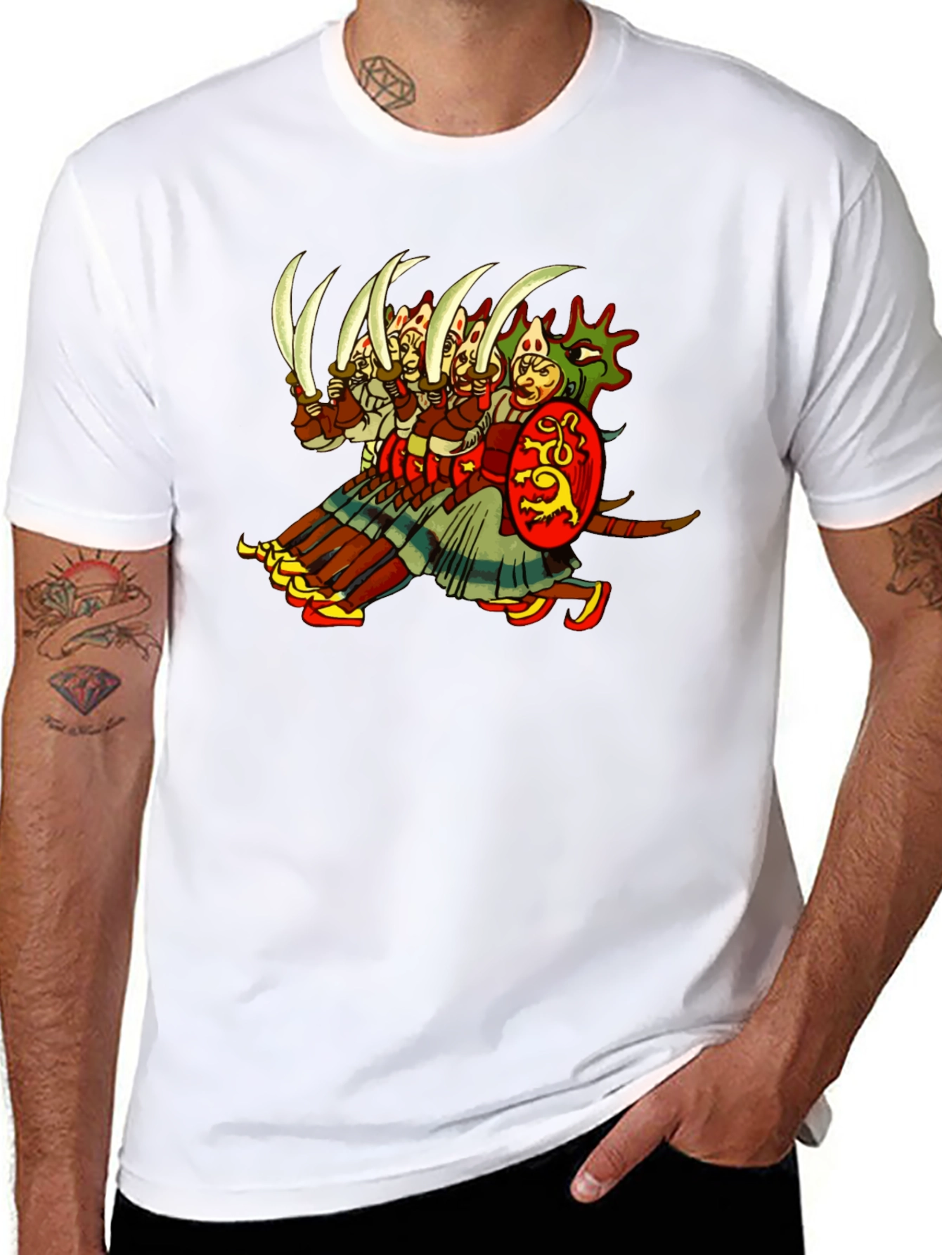 Medieval Warrior Graphic Tee - Black Cotton T-Shirt