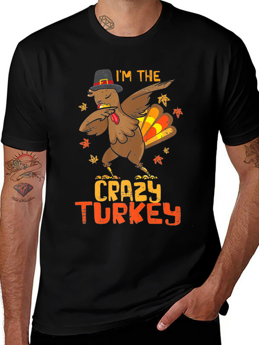 Crazy Turkey Dabbing T-Shirt Thanksgiving Funny Tee