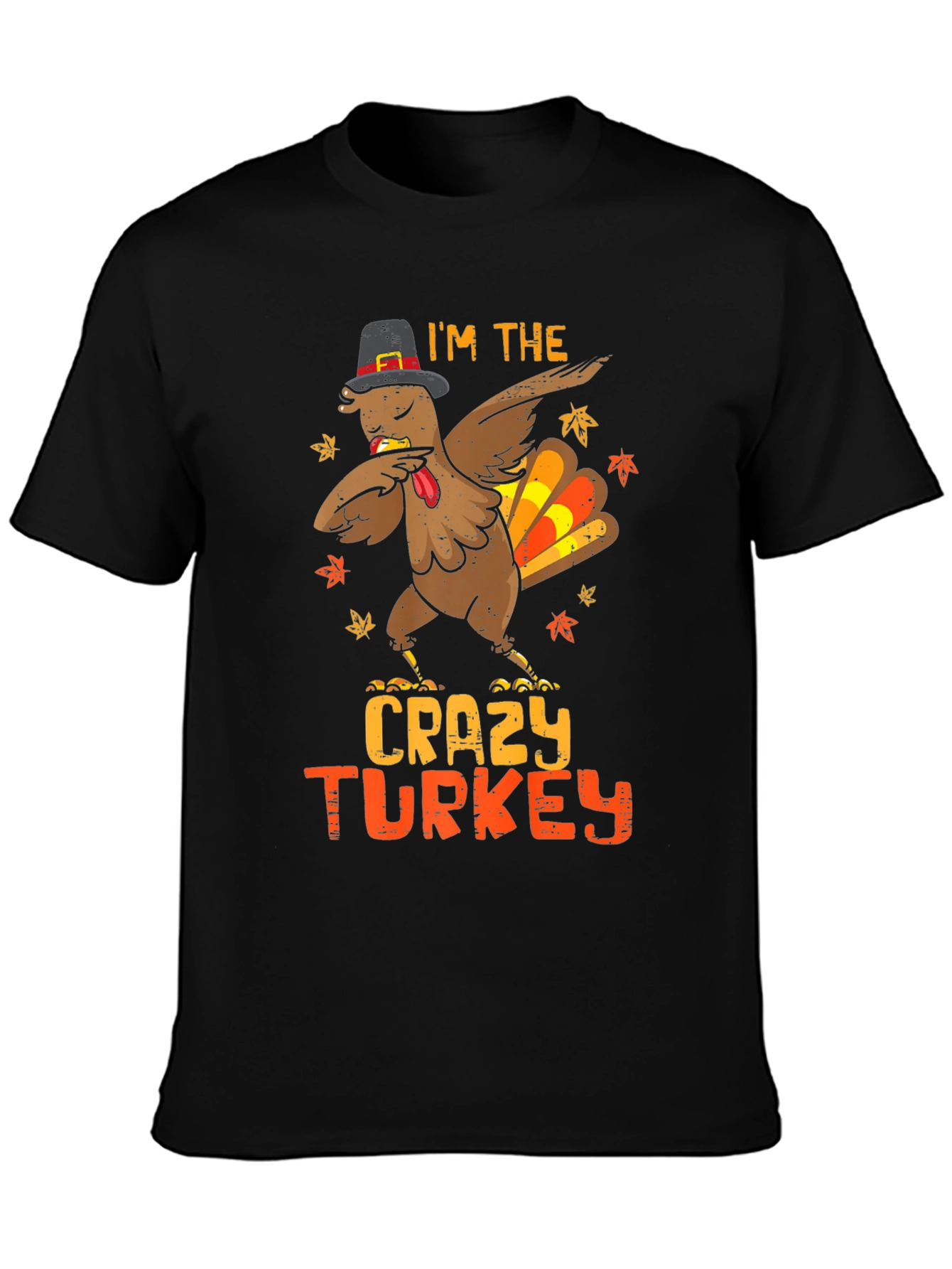Crazy Turkey Dabbing T-Shirt Thanksgiving Funny Tee