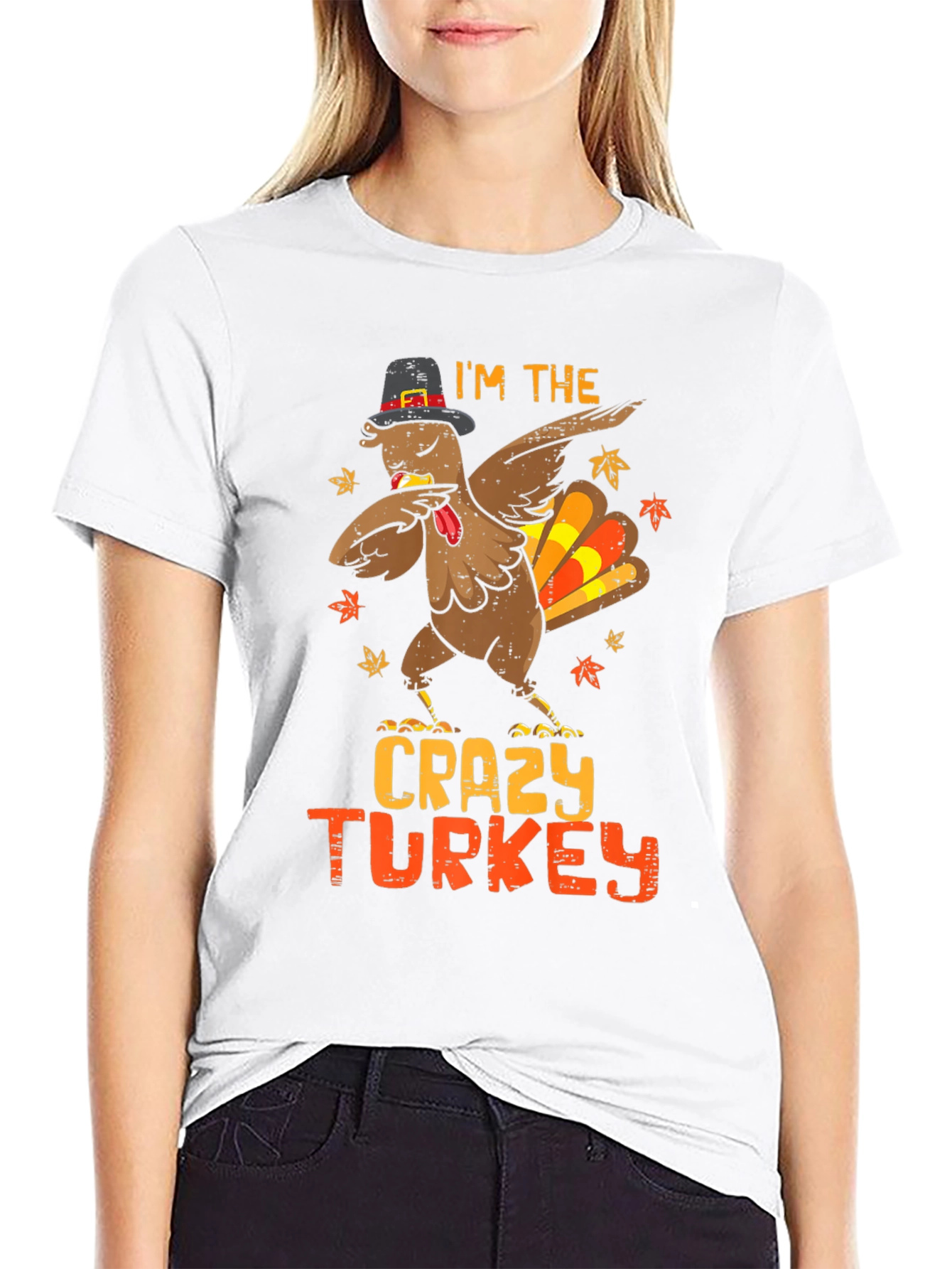 Crazy Turkey Dabbing T-Shirt Thanksgiving Funny Tee