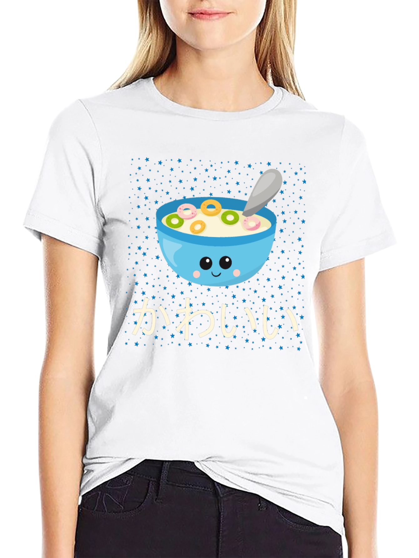 Kawaii Cereal Bowl Graphic T-Shirt
