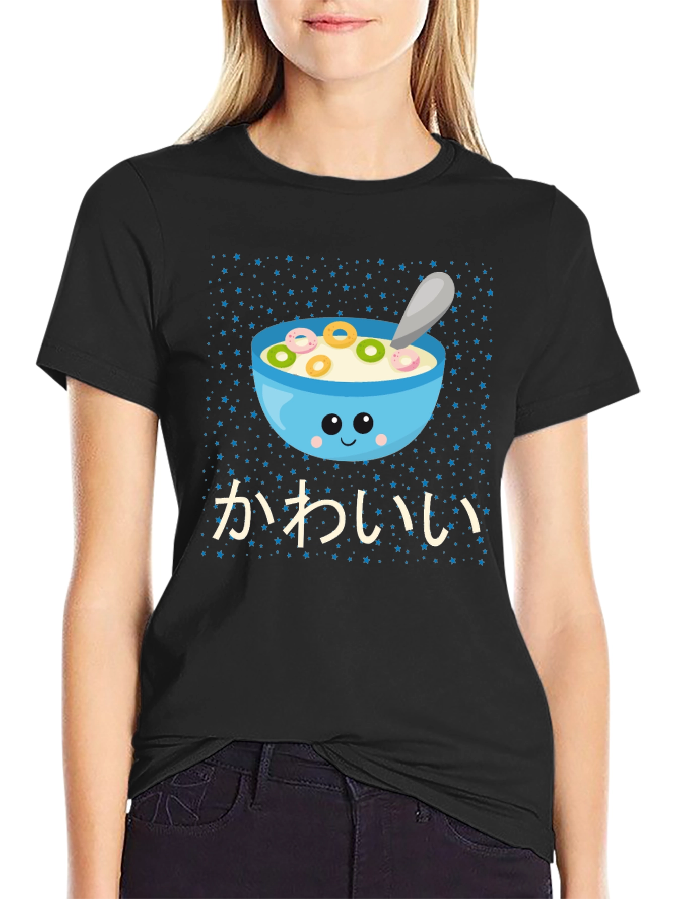 Kawaii Cereal Bowl Graphic T-Shirt