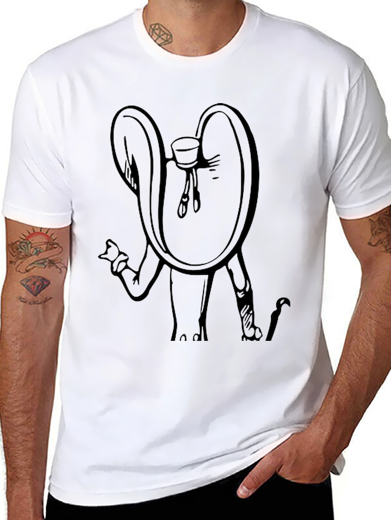 Surreal Clock Graphic Tee - Unique Black T-Shirt