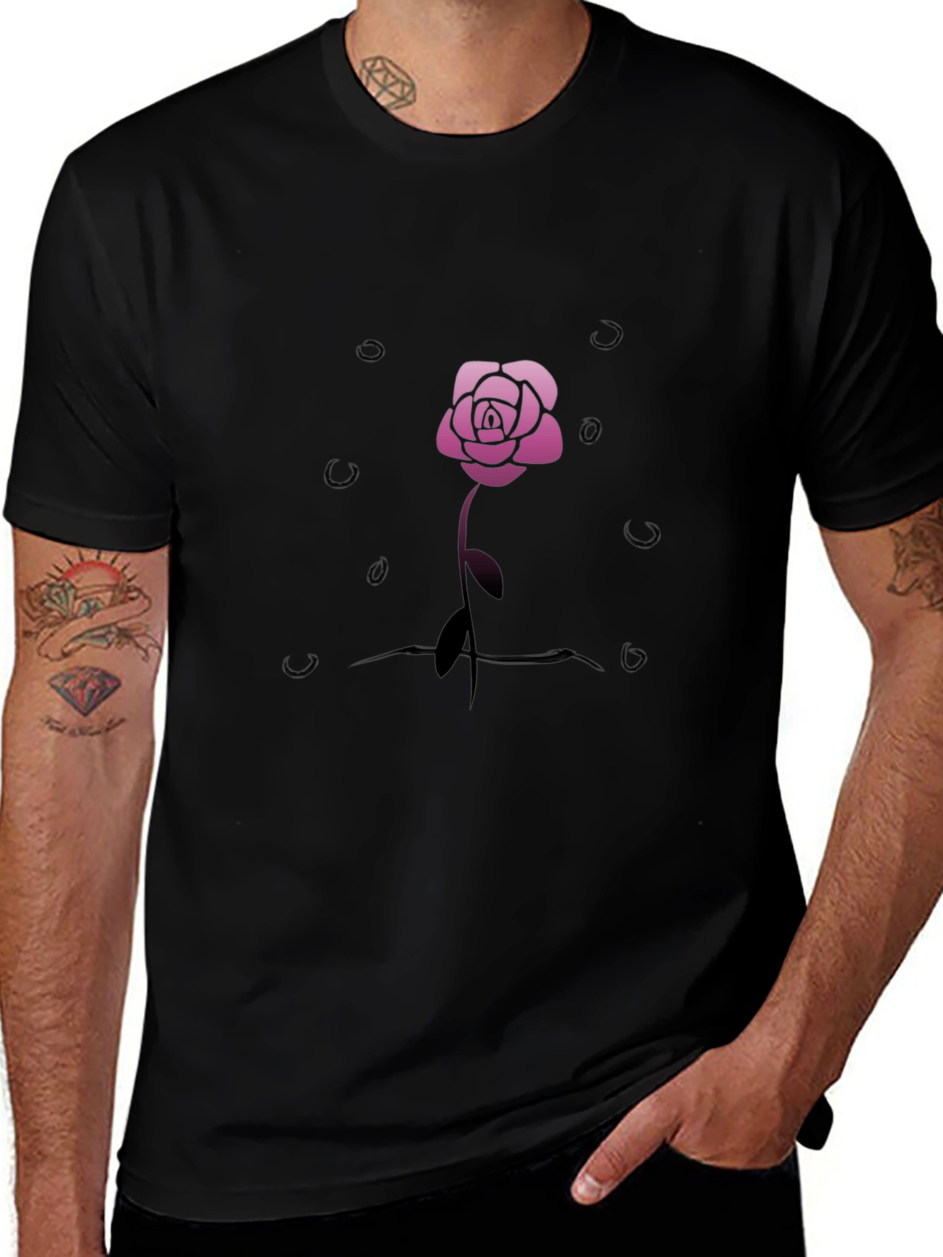 Rose Graphic Black T-Shirt