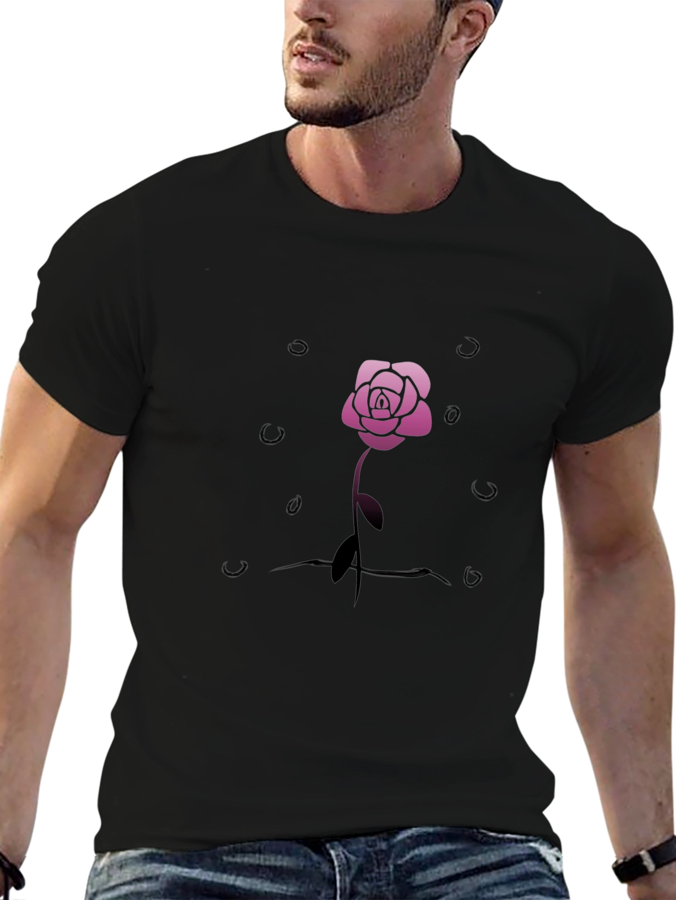 Rose Graphic Black T-Shirt