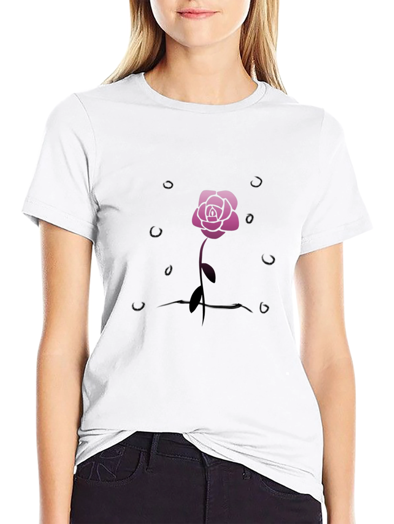 Rose Graphic Black T-Shirt