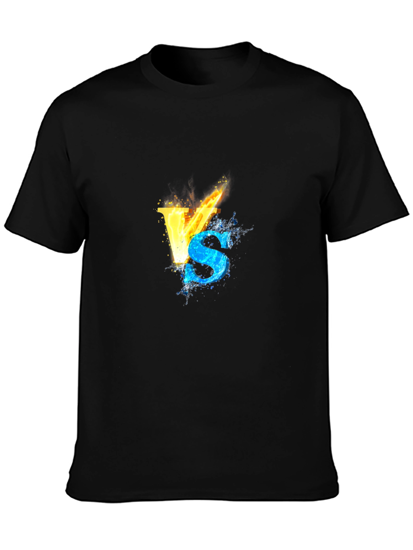 Fire VS Water Graphic Black T-Shirt