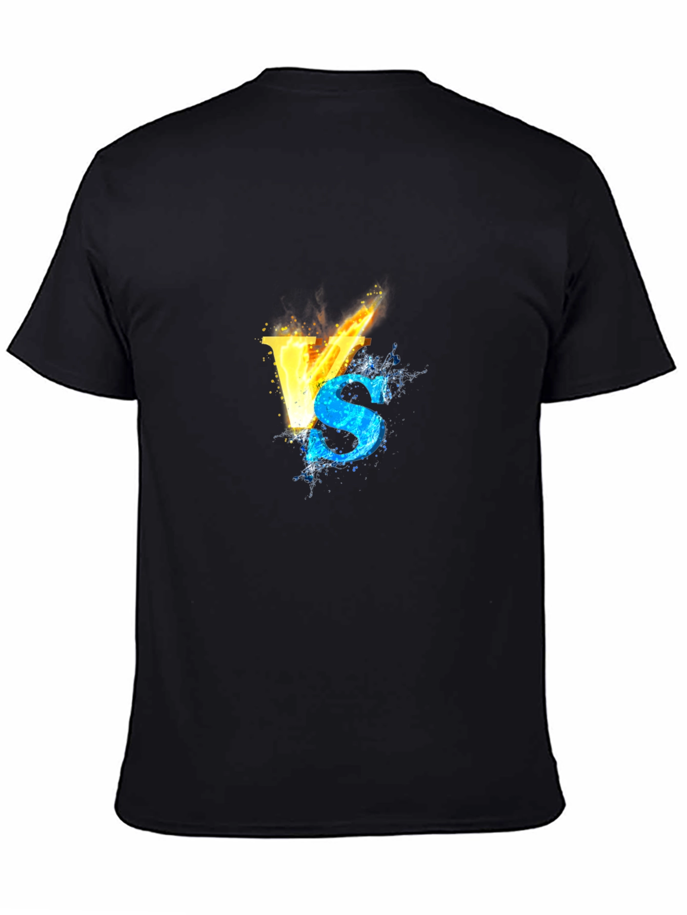 Fire VS Water Graphic Black T-Shirt