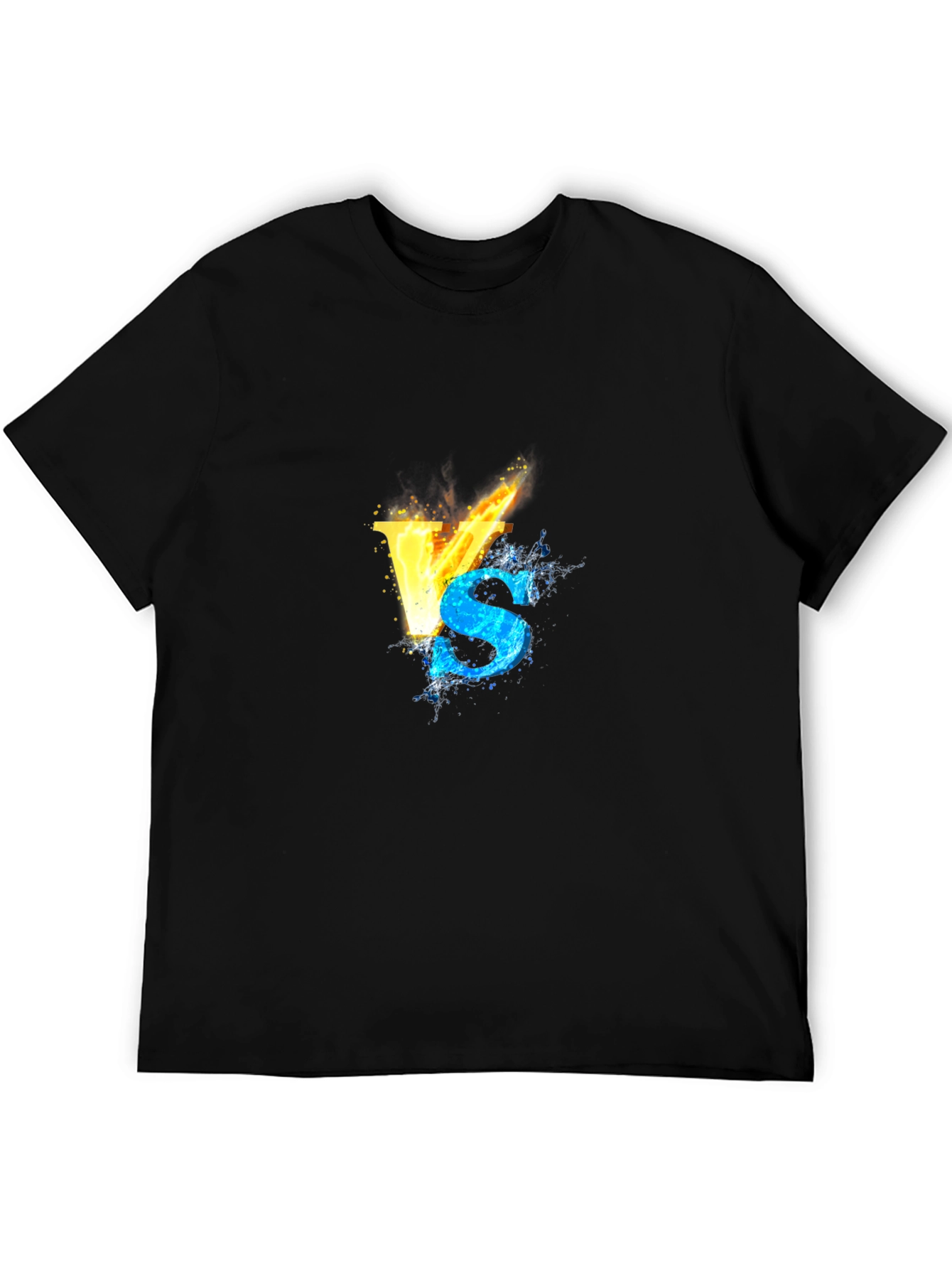 Fire VS Water Graphic Black T-Shirt