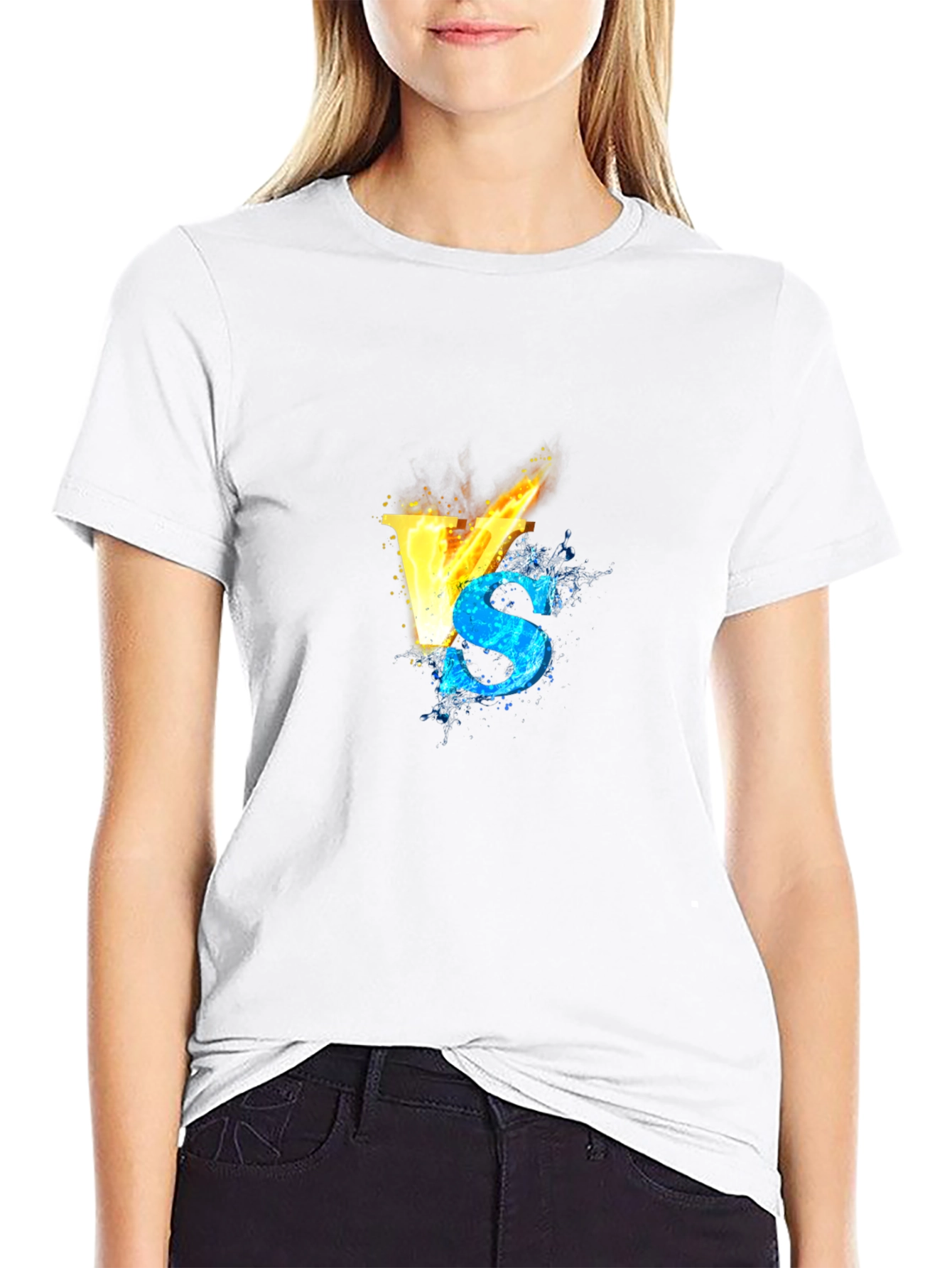 Fire VS Water Graphic Black T-Shirt