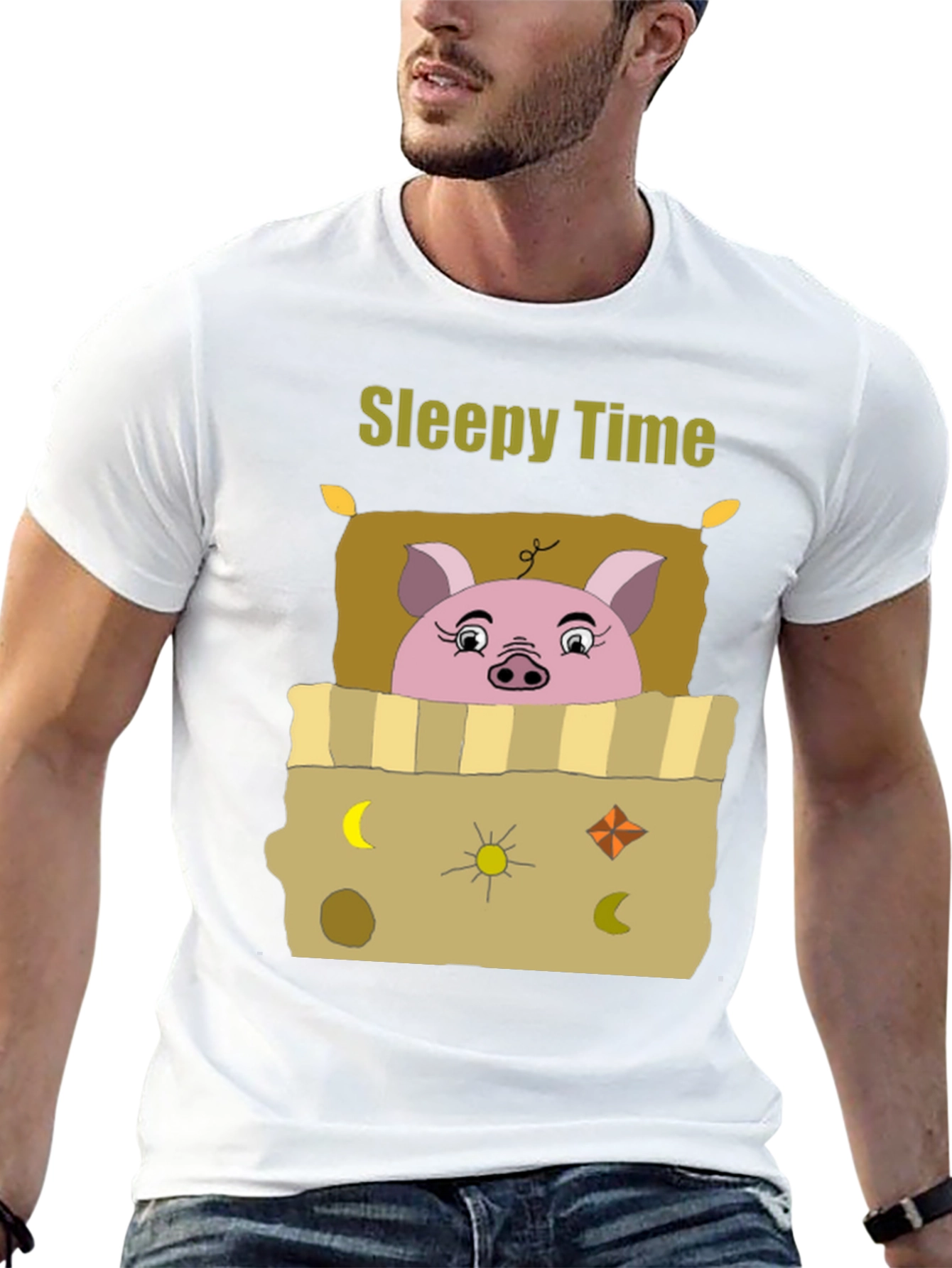 Sleepy Time Pig T-Shirt - Cartoon Piggy Design