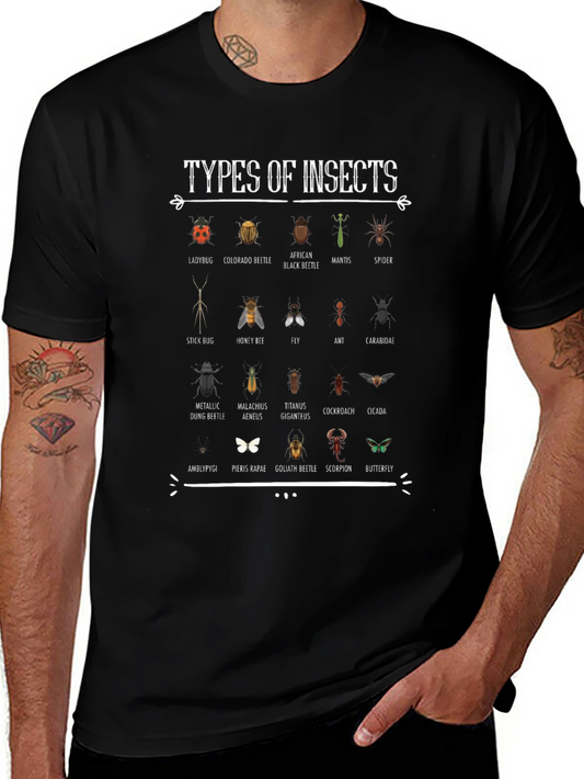 Types of Insects Graphic Print T-Shirt