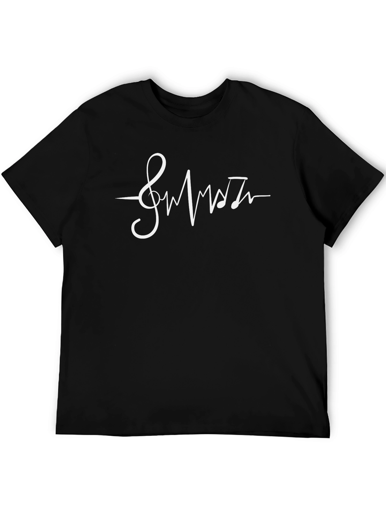 Music Lovers Heartbeat T-Shirt - Black Cotton Tee