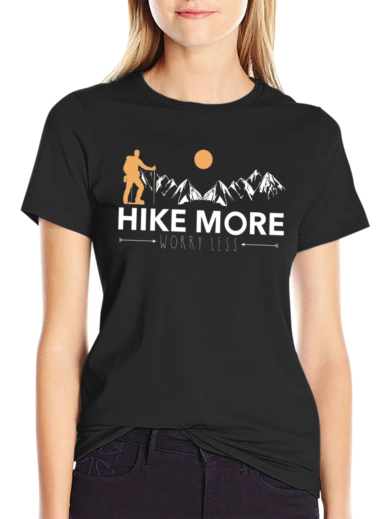 Hike More Worry Less Black Graphic Tee