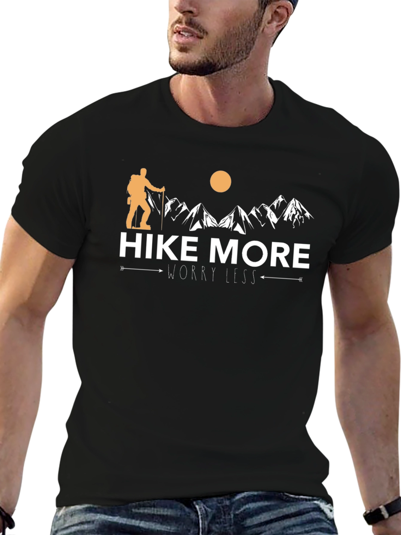 Hike More Worry Less Black Graphic Tee