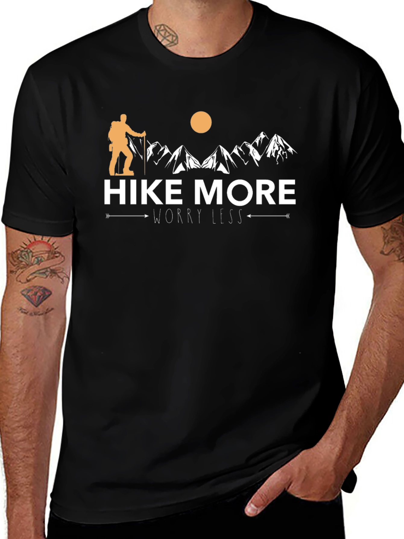 Hike More Worry Less Black Graphic Tee