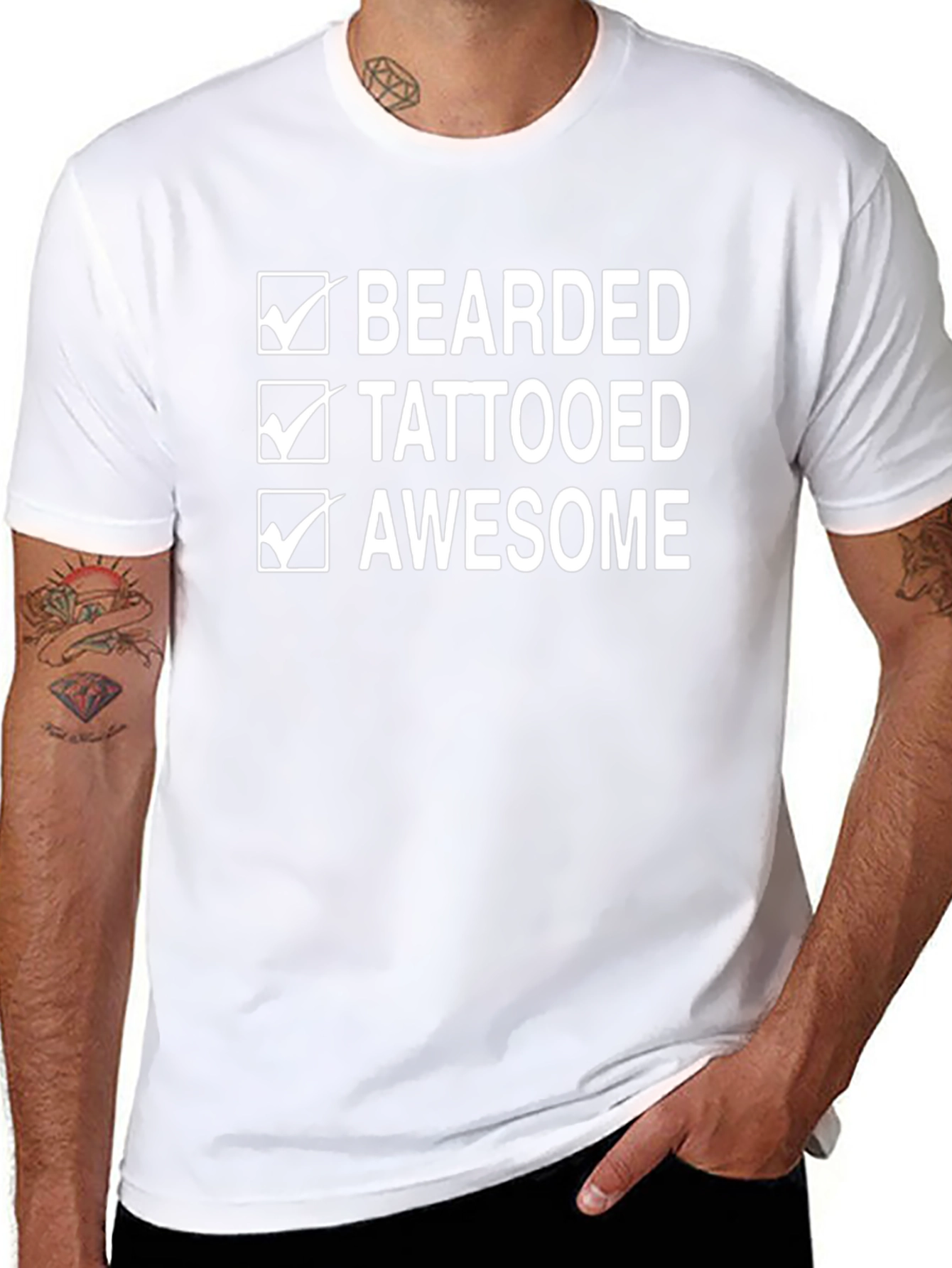 Bearded Tattooed Awesome Graphic Tee
