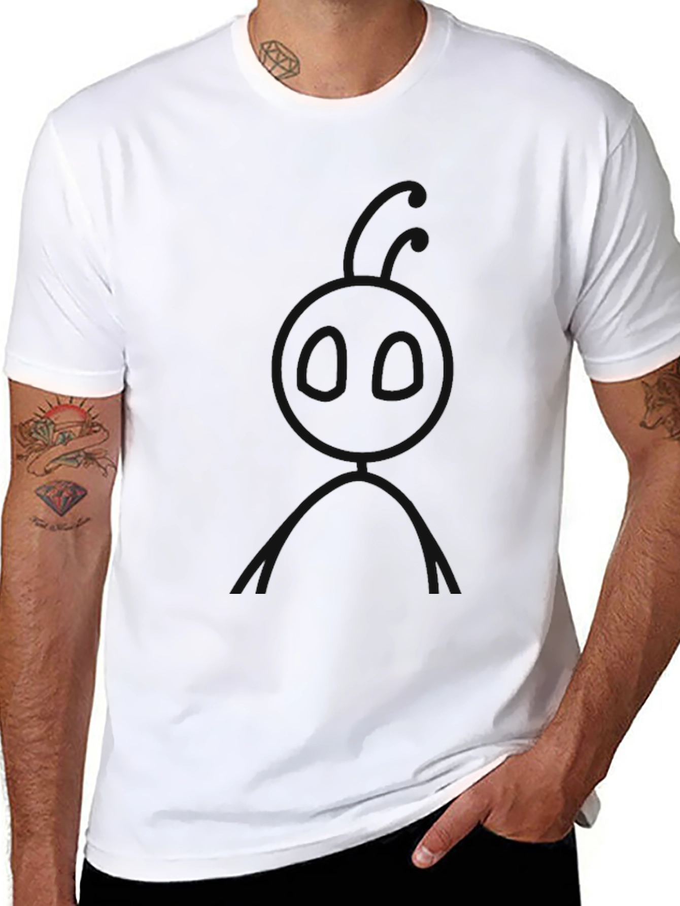 Mens Black Graphic Tee - Mystery Design
