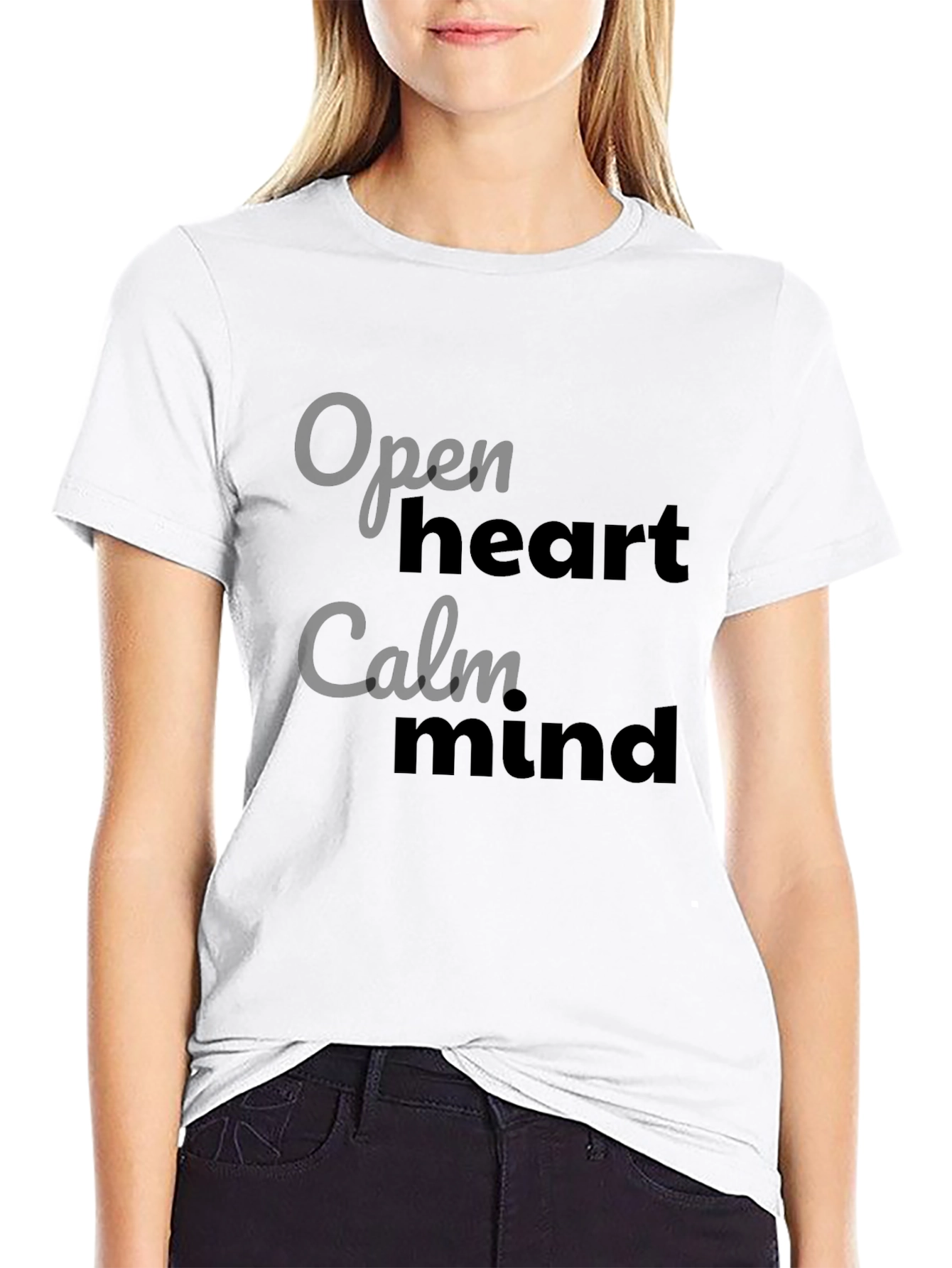 Open Heart Calm Mind Graphic Tee - Black