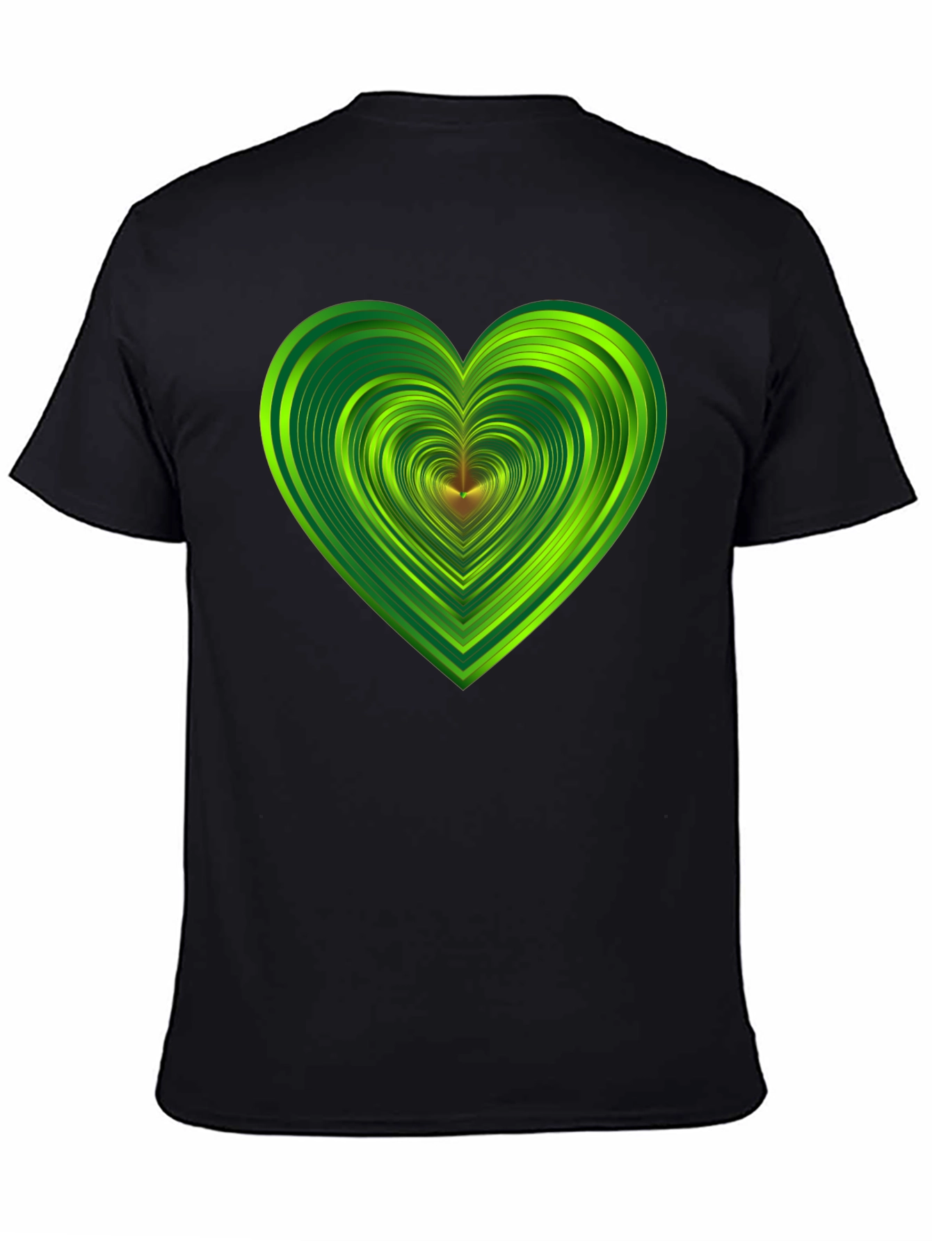 Green Heart Graphic Black T-Shirt