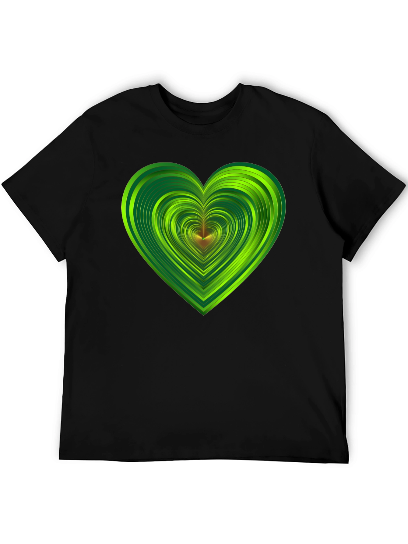 Green Heart Graphic Black T-Shirt