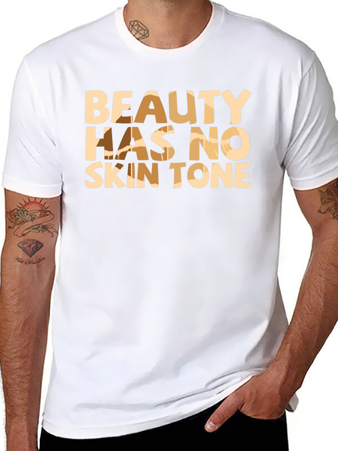 Beauty Has No Skin Tone Black Graphic Tee