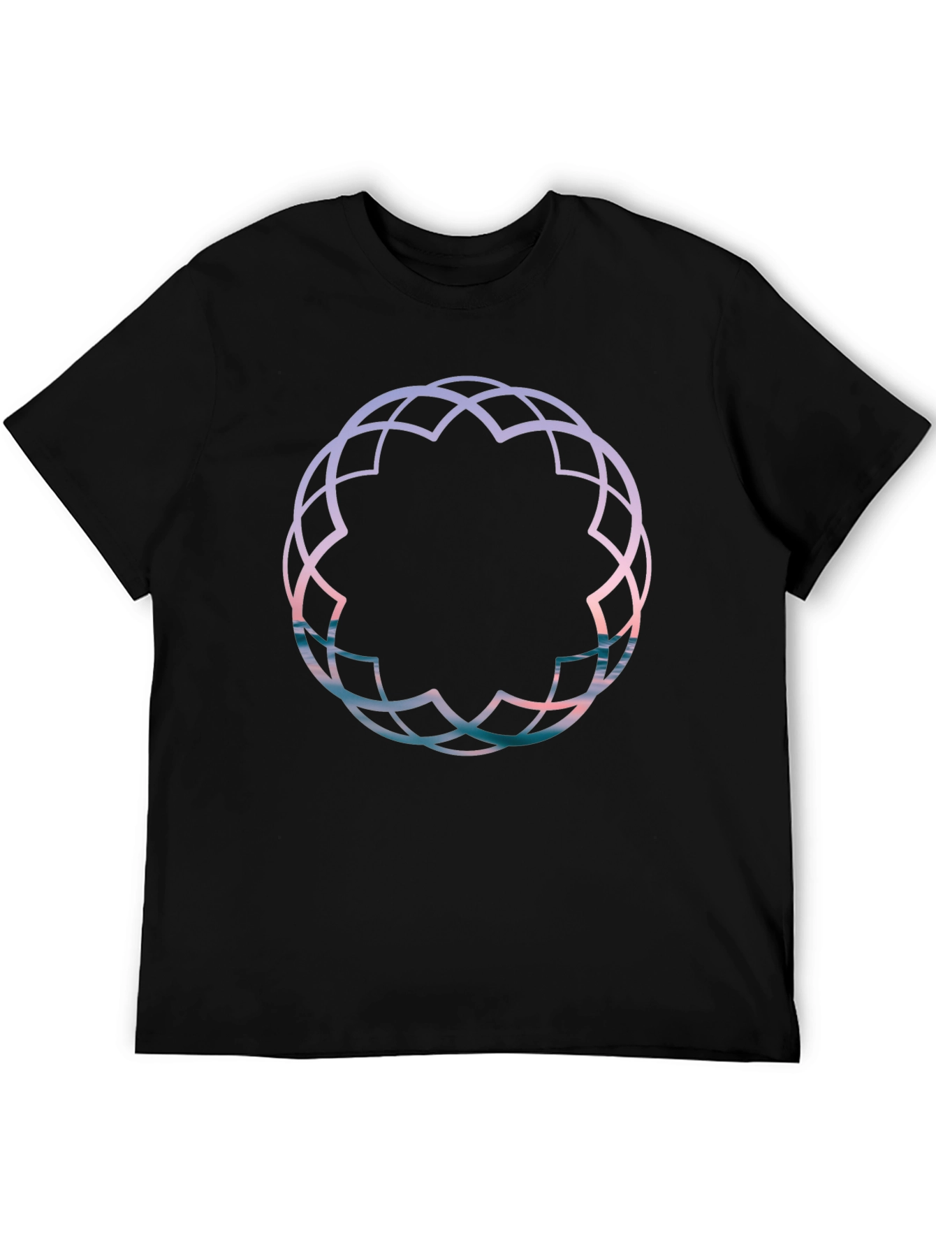Geometric Print Black Tee