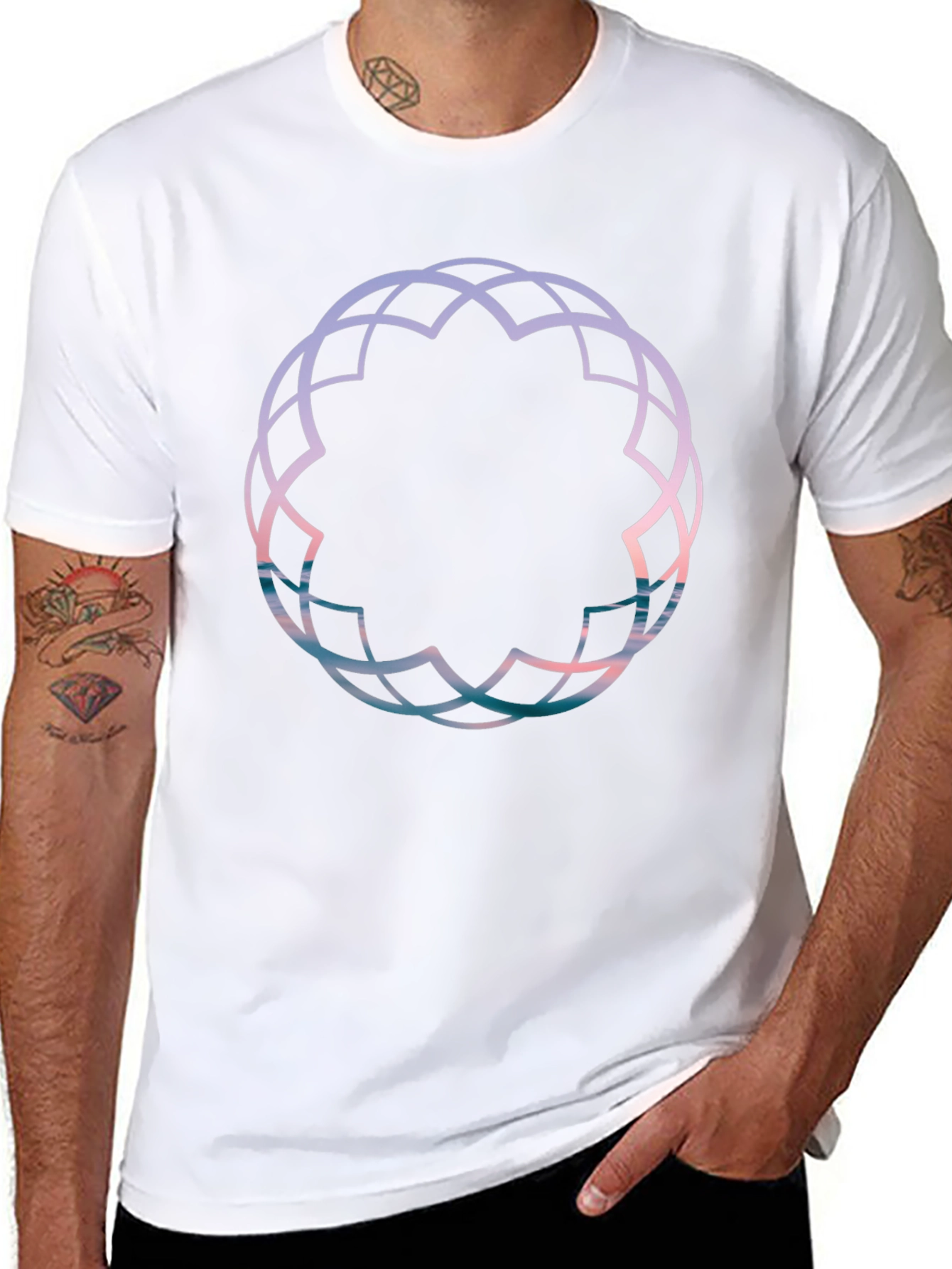 Geometric Print Black Tee